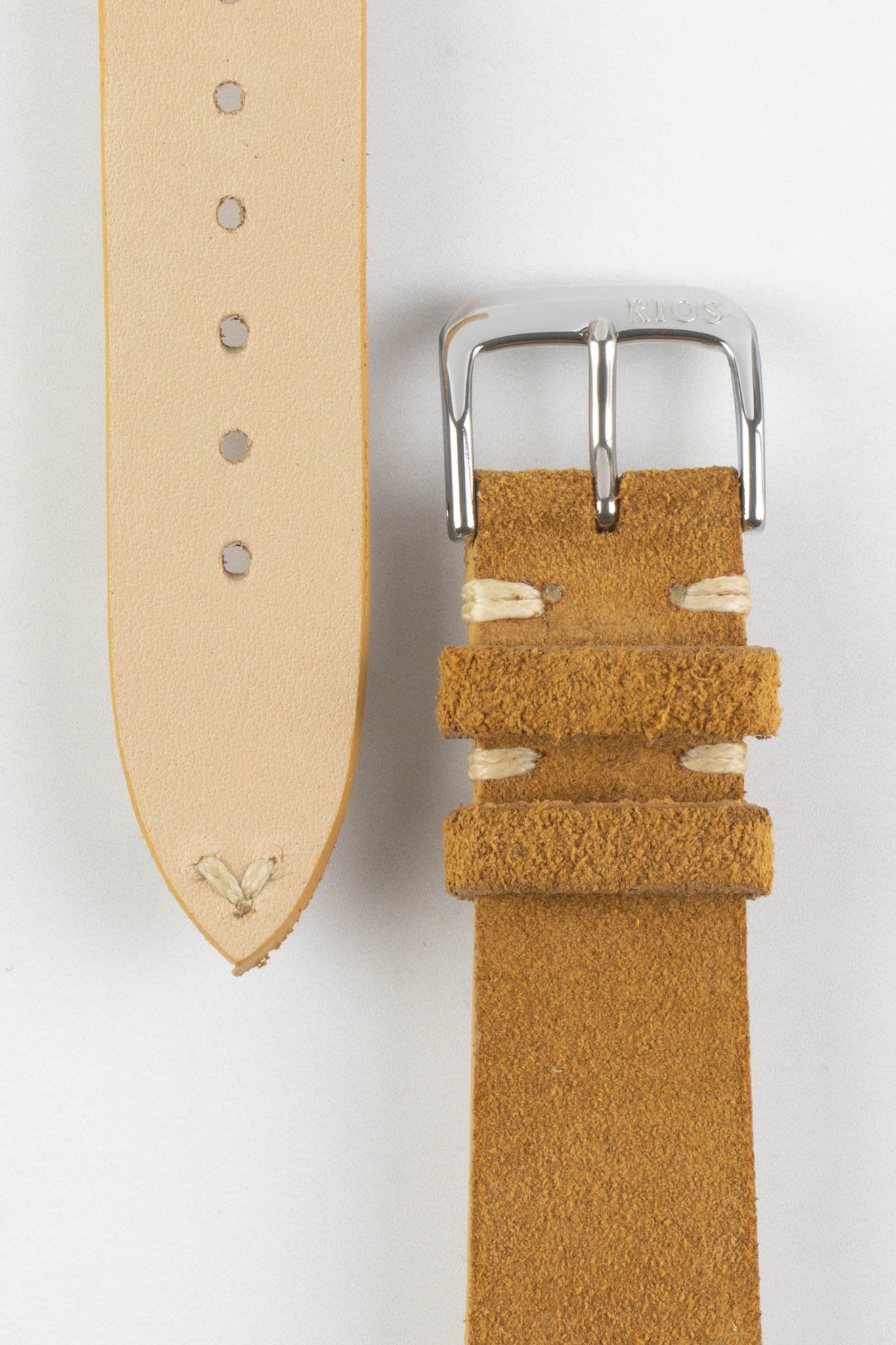 RIOS1931 HUDSON Genuine Suede Leather Watch Strap in COGNAC - Image 3