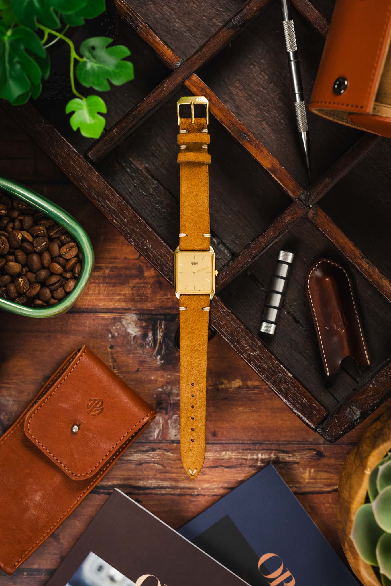 RIOS1931 HUDSON Genuine Suede Leather Watch Strap in COGNAC - Image 9