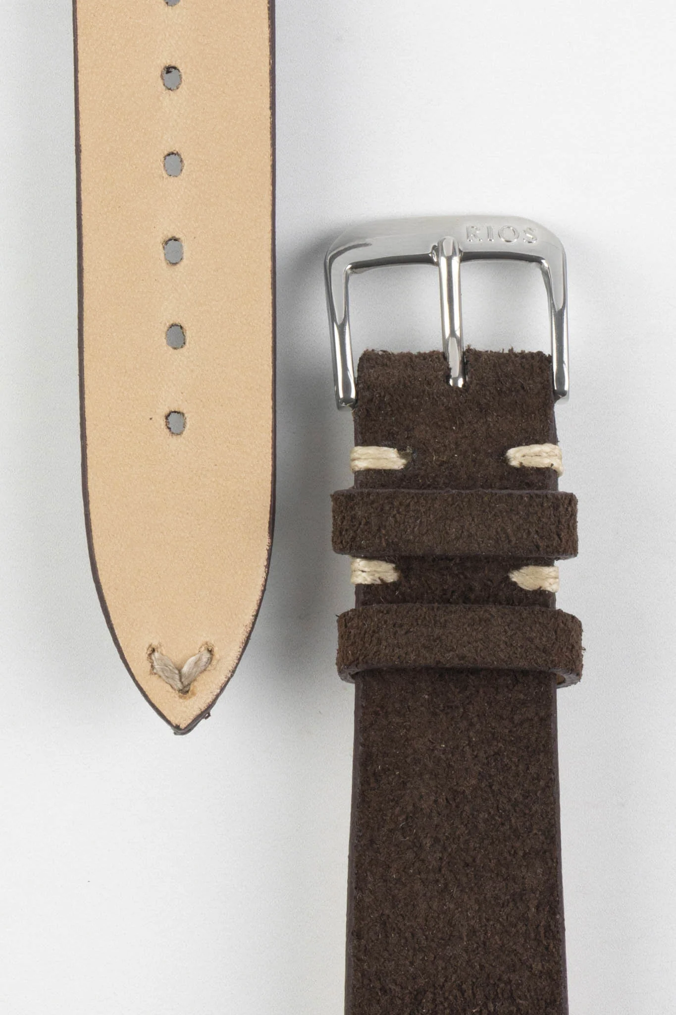 RIOS1931 HUDSON Genuine Suede Leather Watch Strap in MOCHA - Image 3