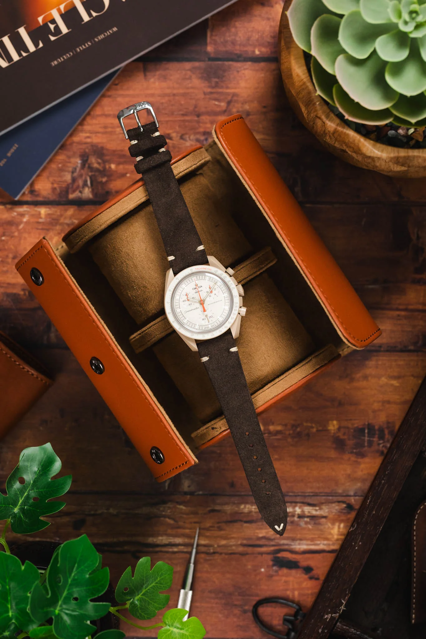 RIOS1931 HUDSON Genuine Suede Leather Watch Strap in MOCHA - Image 9
