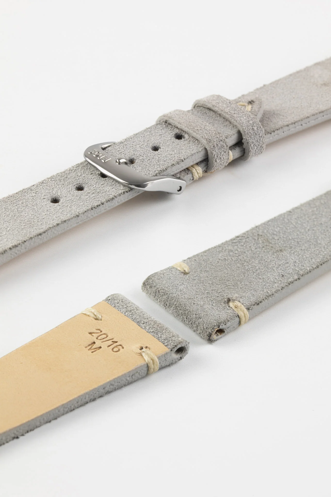 RIOS1931 HUDSON Genuine Suede Leather Watch Strap in STONE GREY - Image 7