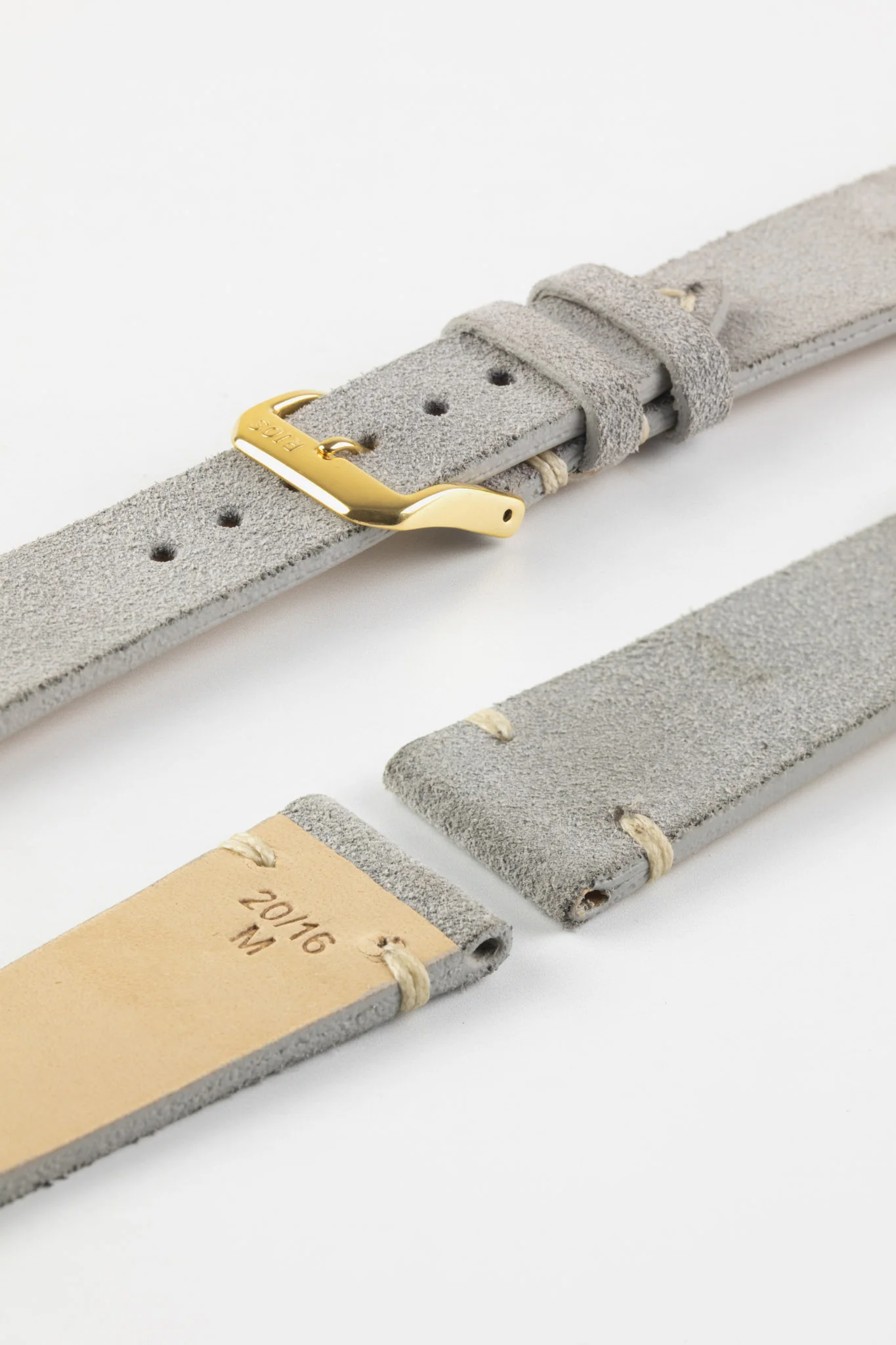 RIOS1931 HUDSON Genuine Suede Leather Watch Strap in STONE GREY - Image 8