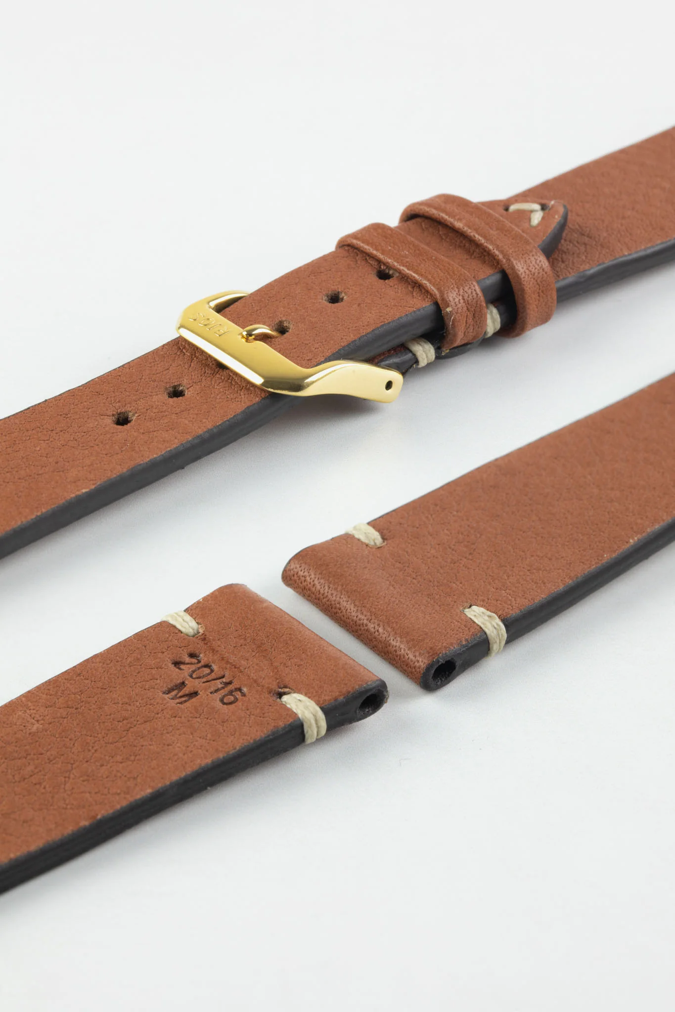 RIOS1931 INZELL Retro Organic Leather Watch Strap in COGNAC - Image 5