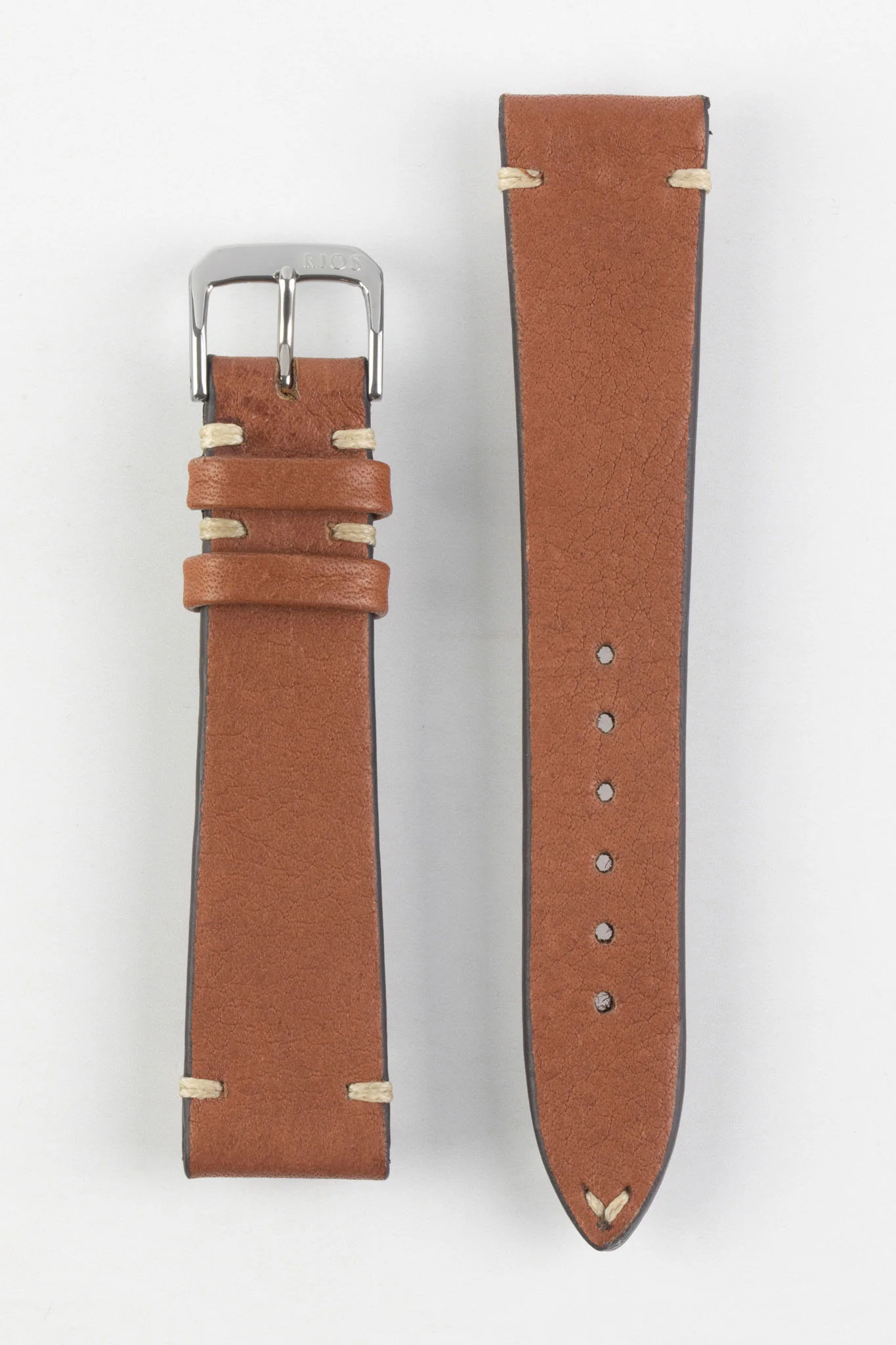 RIOS1931 INZELL Retro Organic Leather Watch Strap in COGNAC - Image 6