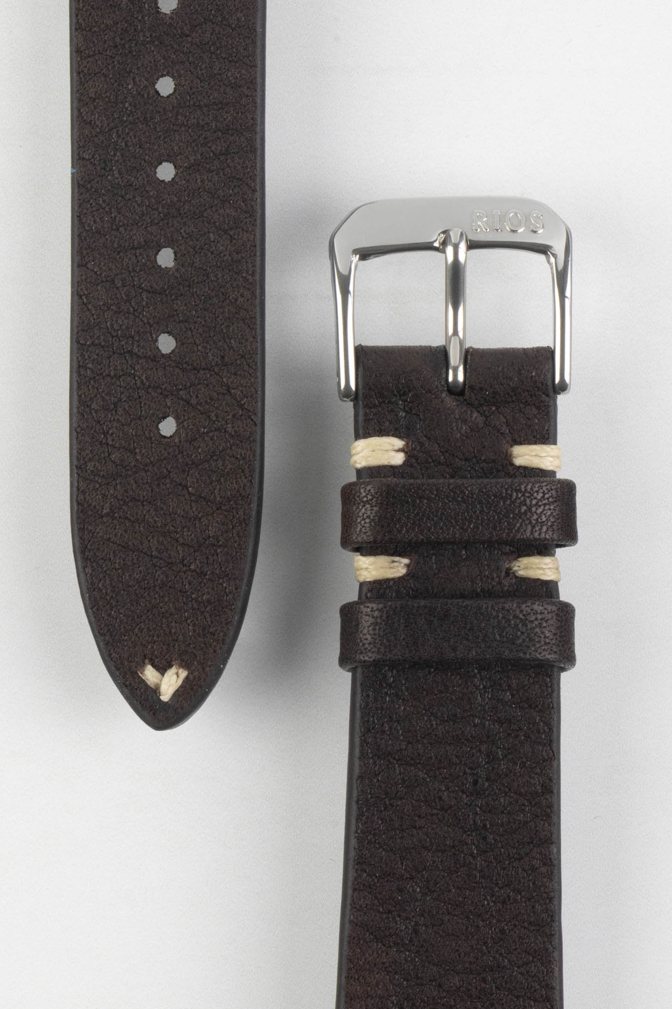 RIOS1931 INZELL Retro Organic Leather Watch Strap in MOCHA - Image 3