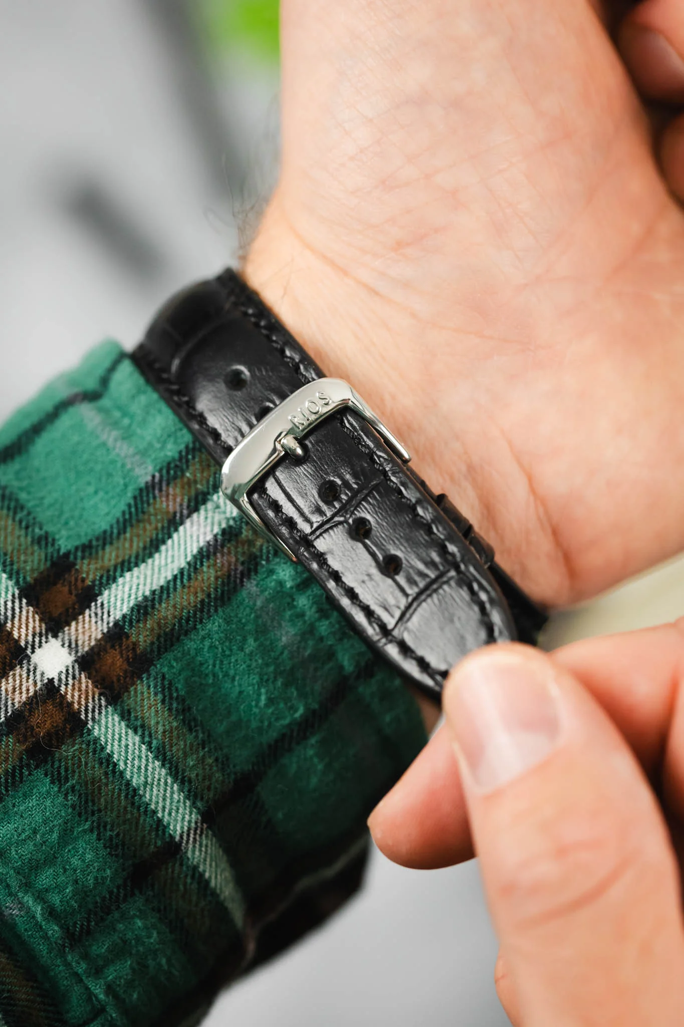 RIOS1931 LOUISIANA Alligator-Embossed Leather Watch Strap in BLACK - Image 6