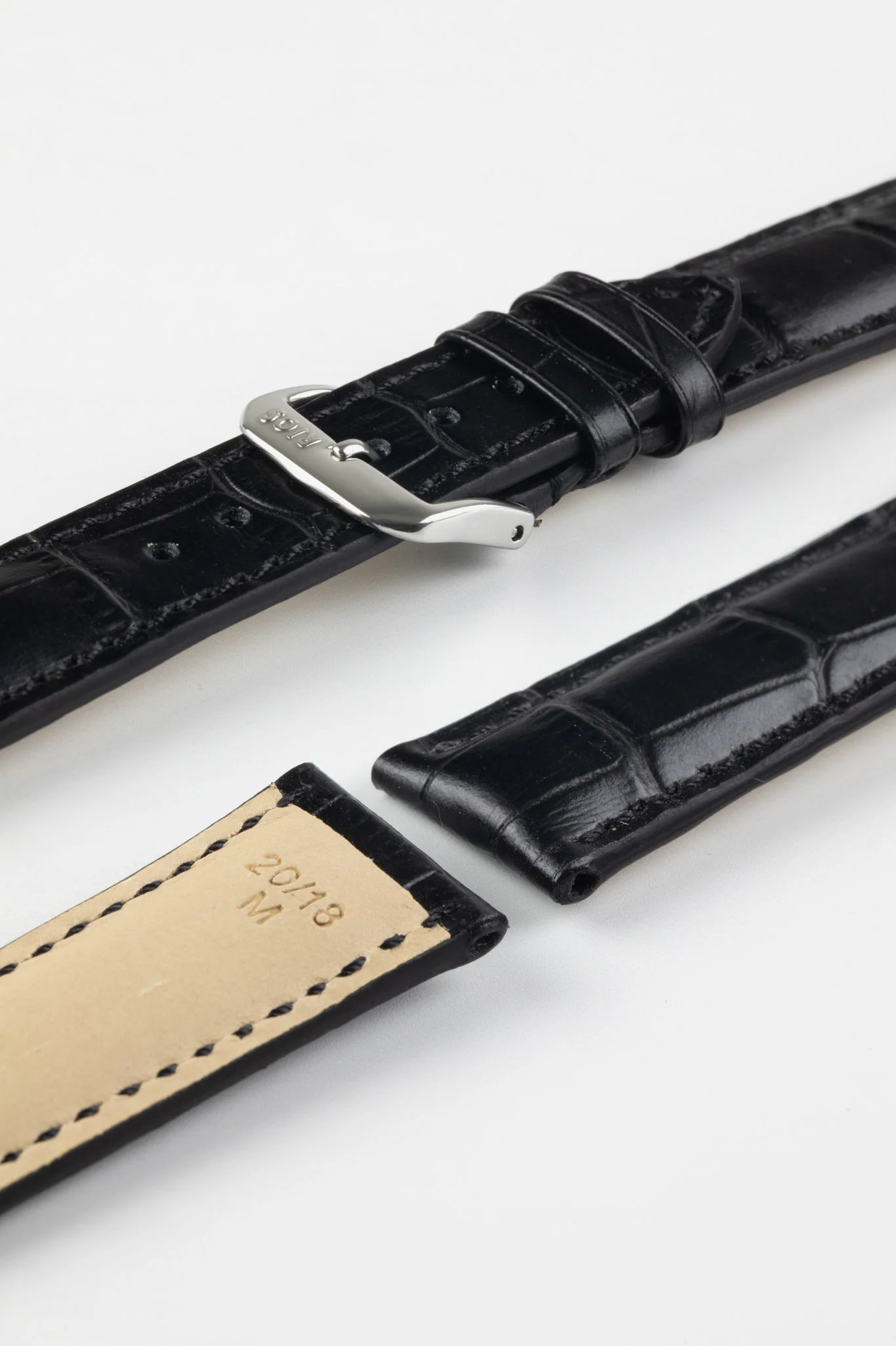 RIOS1931 LOUISIANA Alligator-Embossed Leather Watch Strap in BLACK - Image 7