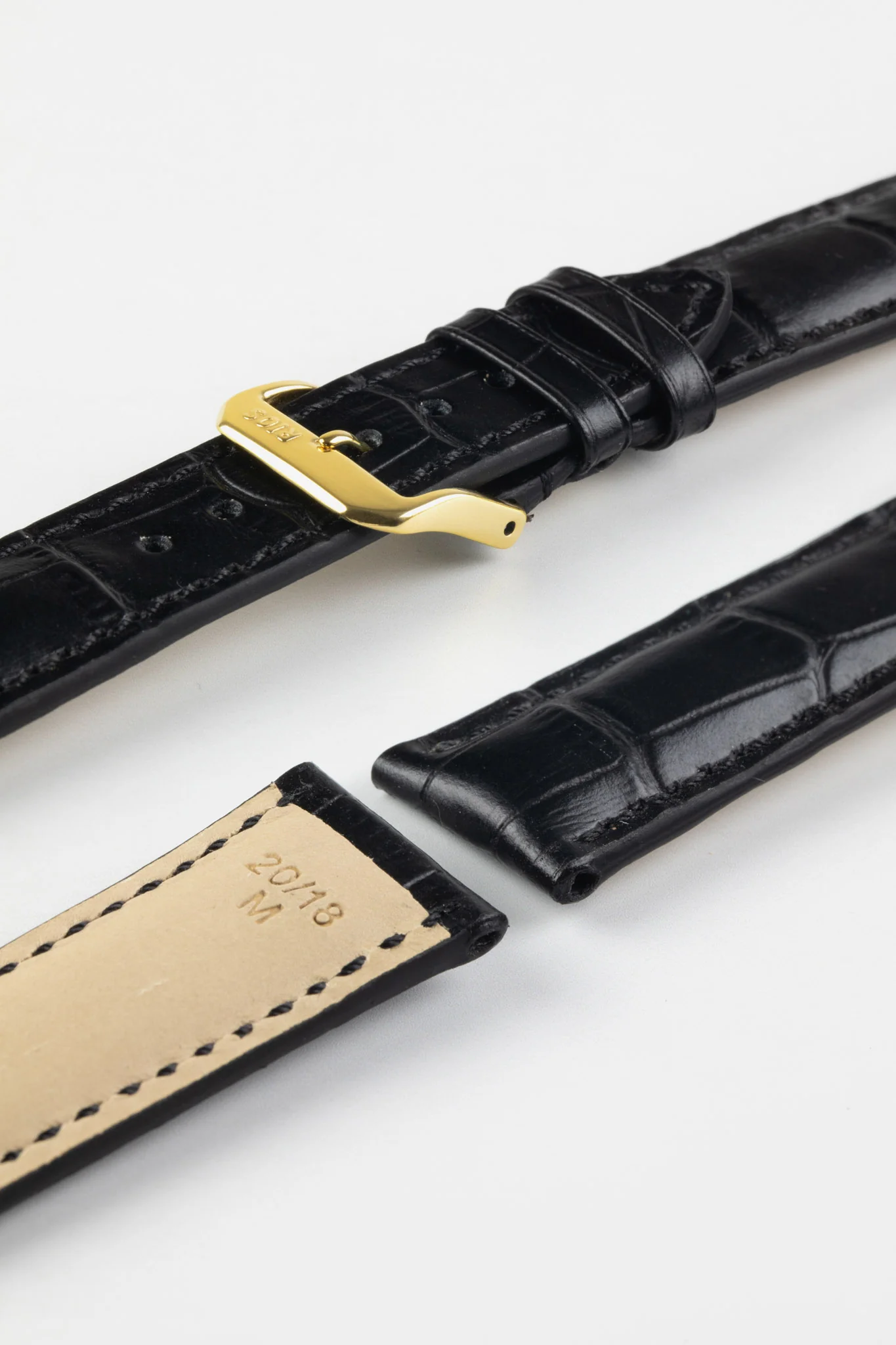 RIOS1931 LOUISIANA Alligator-Embossed Leather Watch Strap in BLACK - Image 8