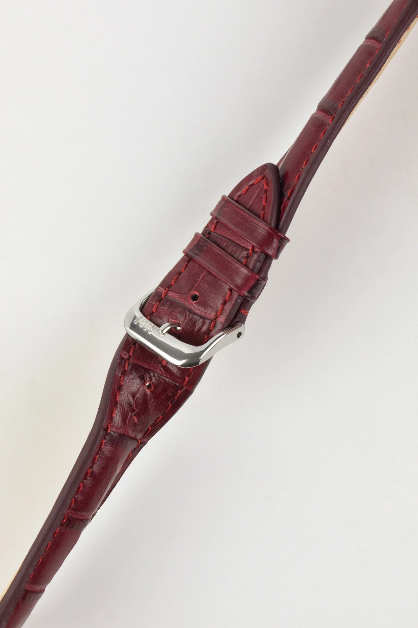 RIOS1931 LOUISIANA Alligator-Embossed Leather Watch Strap in BURGUNDY - Image 5