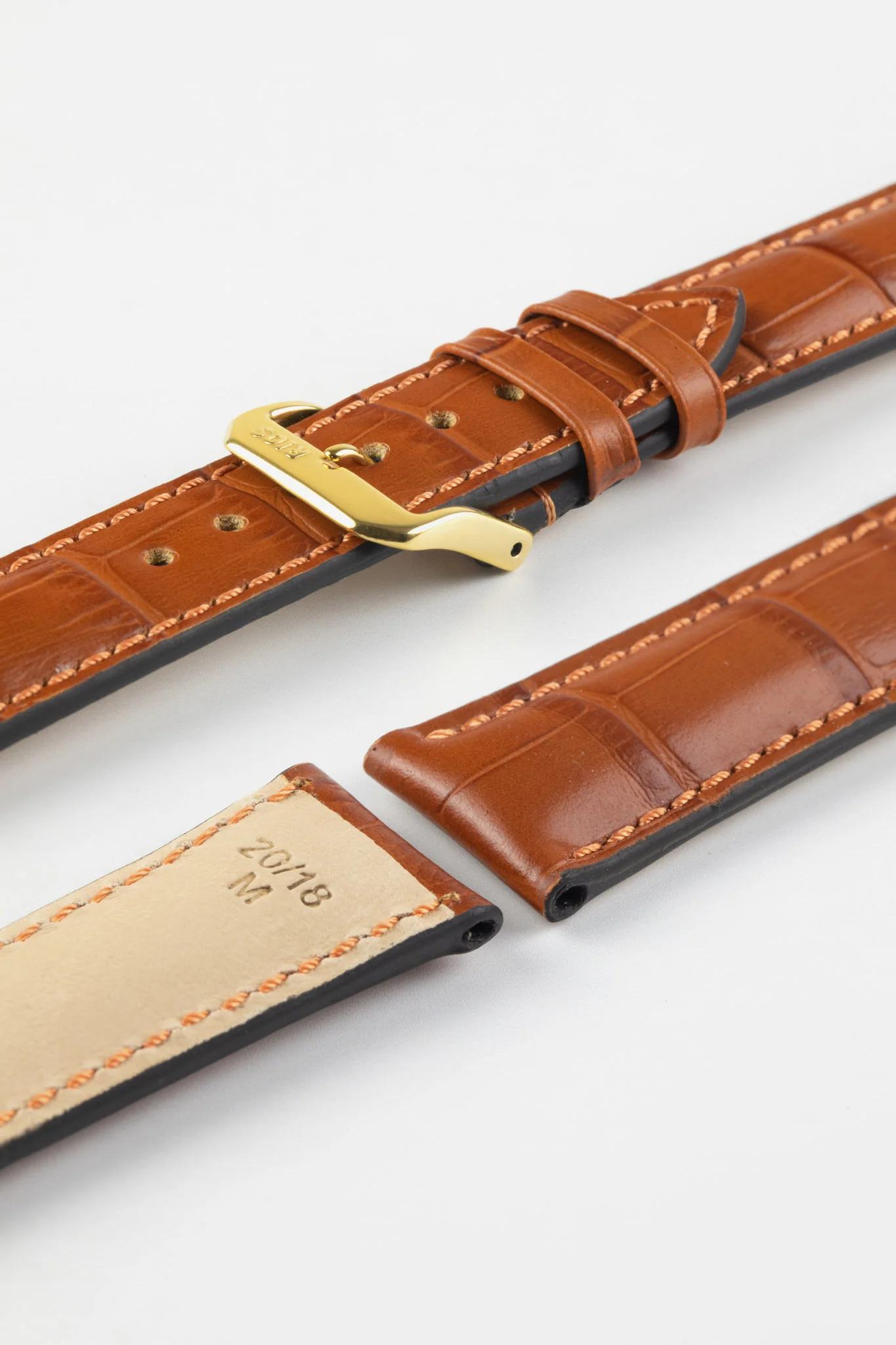 RIOS1931 LOUISIANA Alligator-Embossed Leather Watch Strap in COGNAC - Image 8