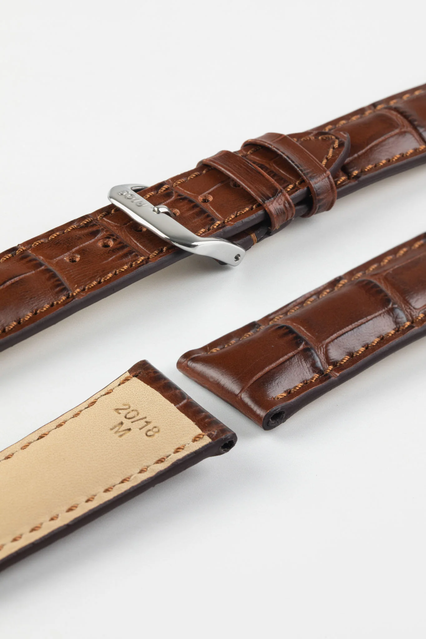 RIOS1931 LOUISIANA Alligator-Embossed Leather Watch Strap in MAHOGANY - Image 7