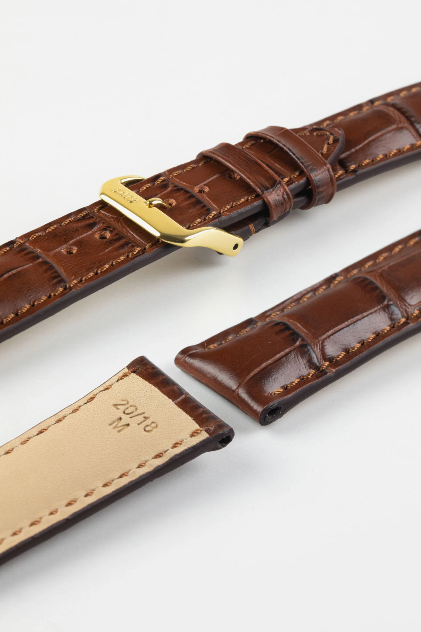 RIOS1931 LOUISIANA Alligator-Embossed Leather Watch Strap in MAHOGANY - Image 8