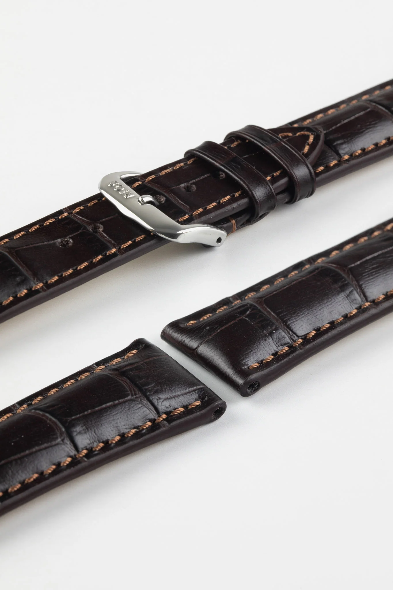 RIOS1931 LOUISIANA Alligator-Embossed Leather Watch Strap in MOCHA - Image 7