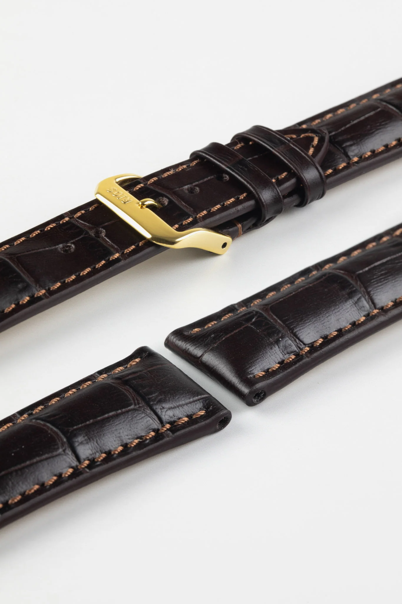 RIOS1931 LOUISIANA Alligator-Embossed Leather Watch Strap in MOCHA - Image 8