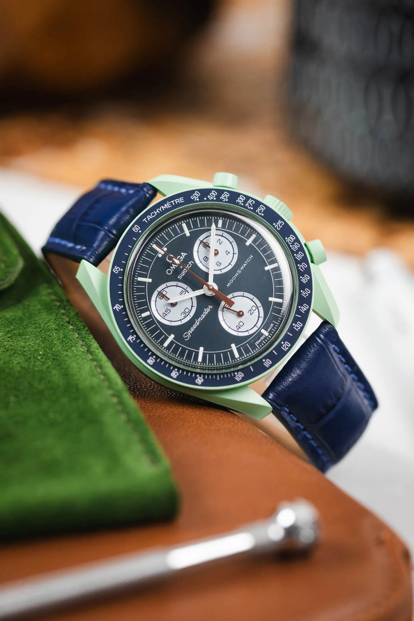 RIOS1931 LOUISIANA Alligator-Embossed Leather Watch Strap in NAVY BLUE - Image 4