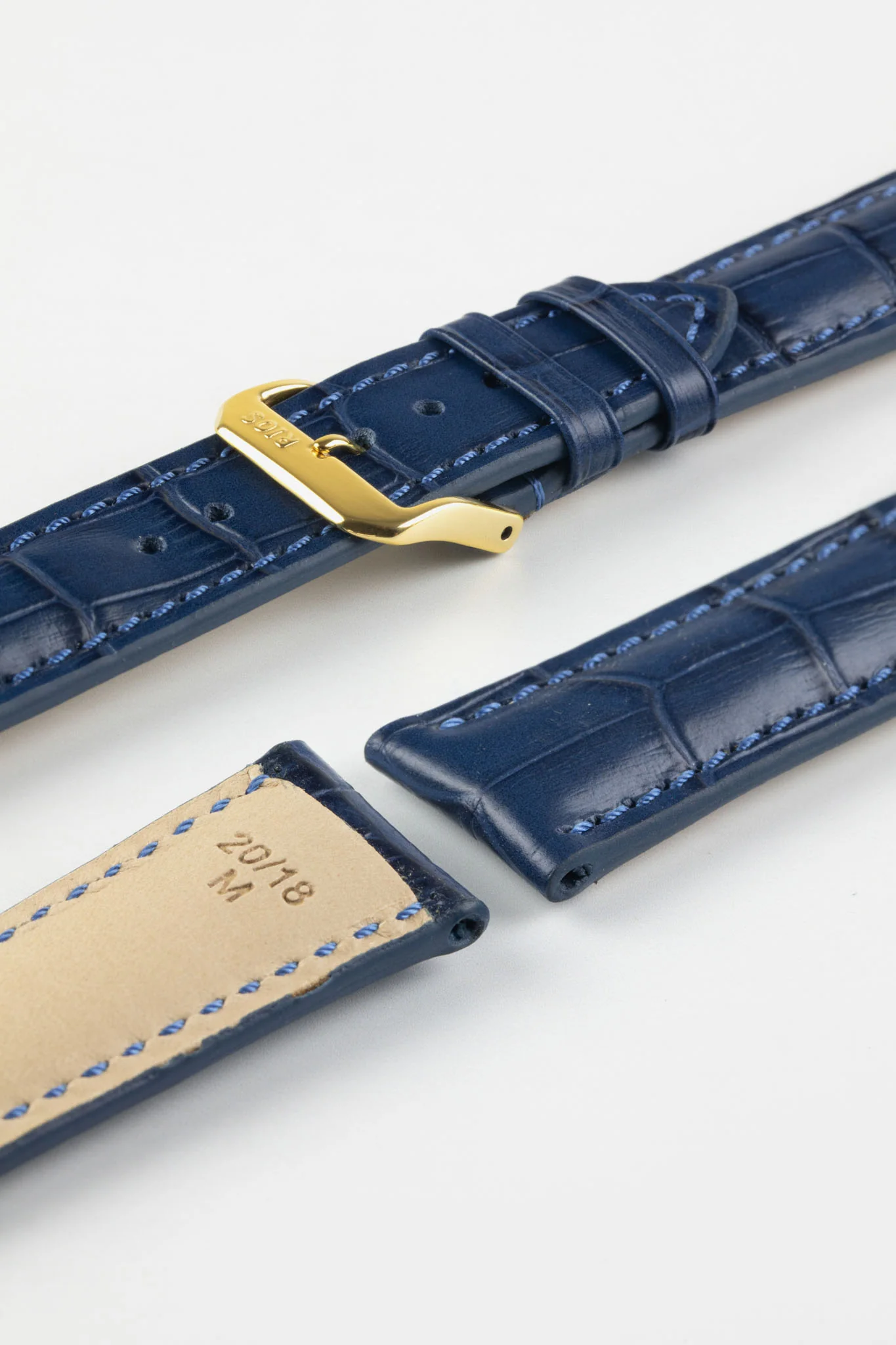 RIOS1931 LOUISIANA Alligator-Embossed Leather Watch Strap in NAVY BLUE - Image 8