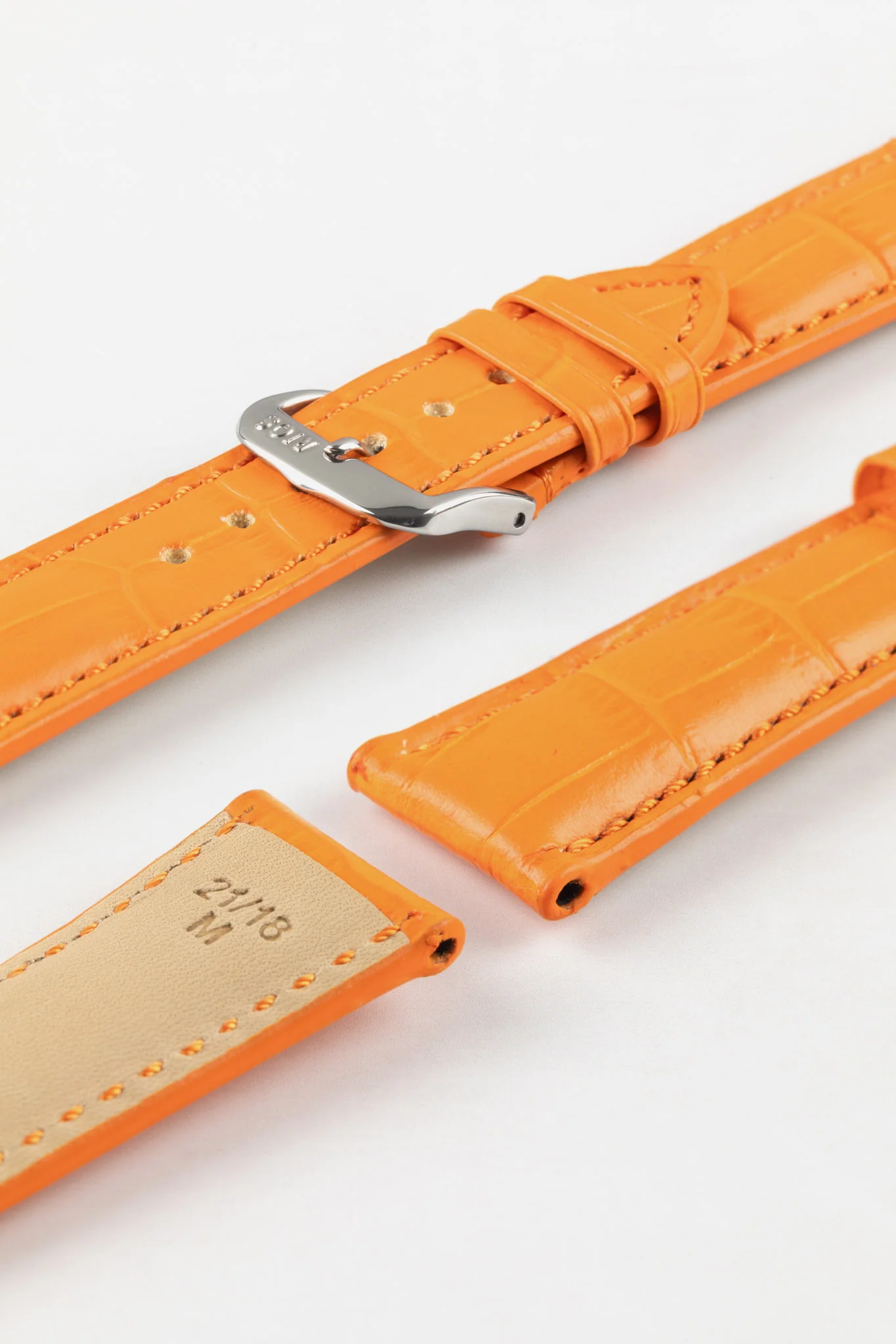 RIOS1931 LOUISIANA Alligator-Embossed Leather Watch Strap in ORANGE - Image 7