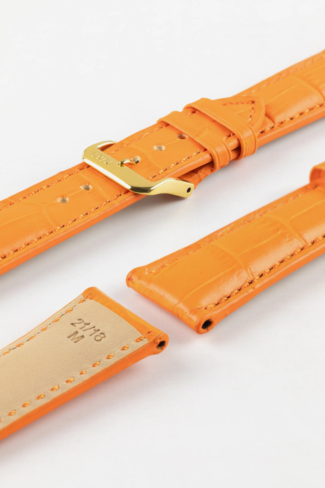 RIOS1931 LOUISIANA Alligator-Embossed Leather Watch Strap in ORANGE - Image 8