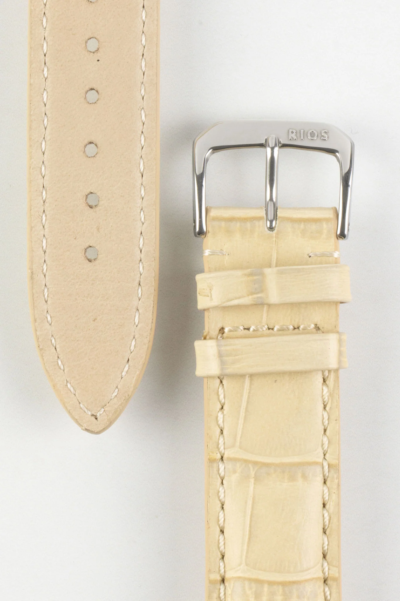 RIOS1931 LOUISIANA Alligator-Embossed Leather Watch Strap in SAND - Image 3
