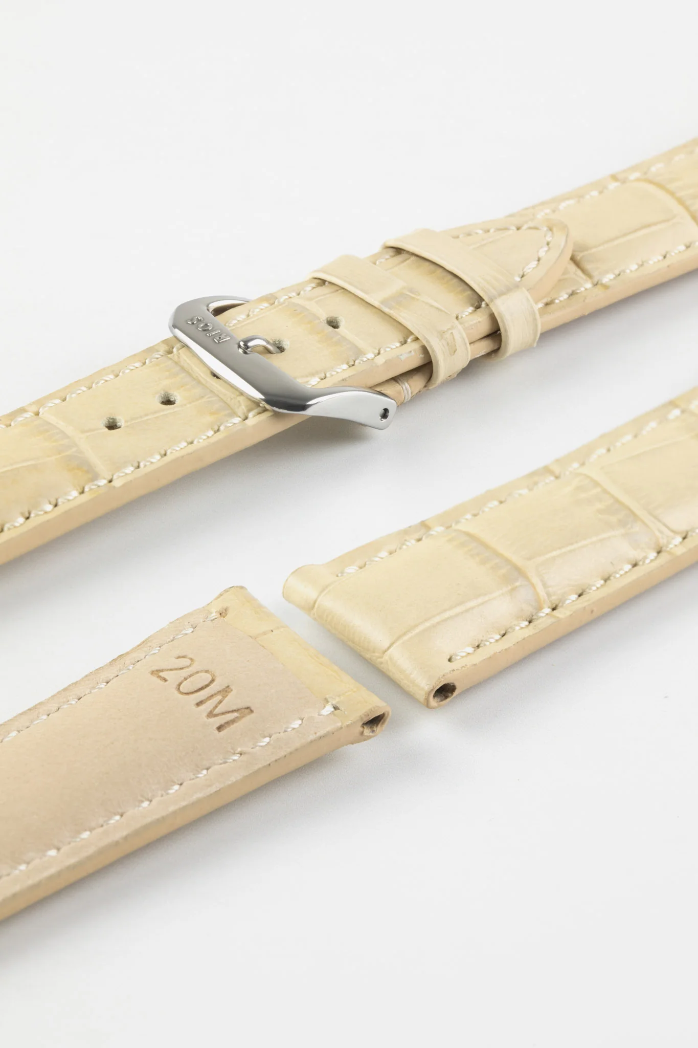 RIOS1931 LOUISIANA Alligator-Embossed Leather Watch Strap in SAND - Image 7
