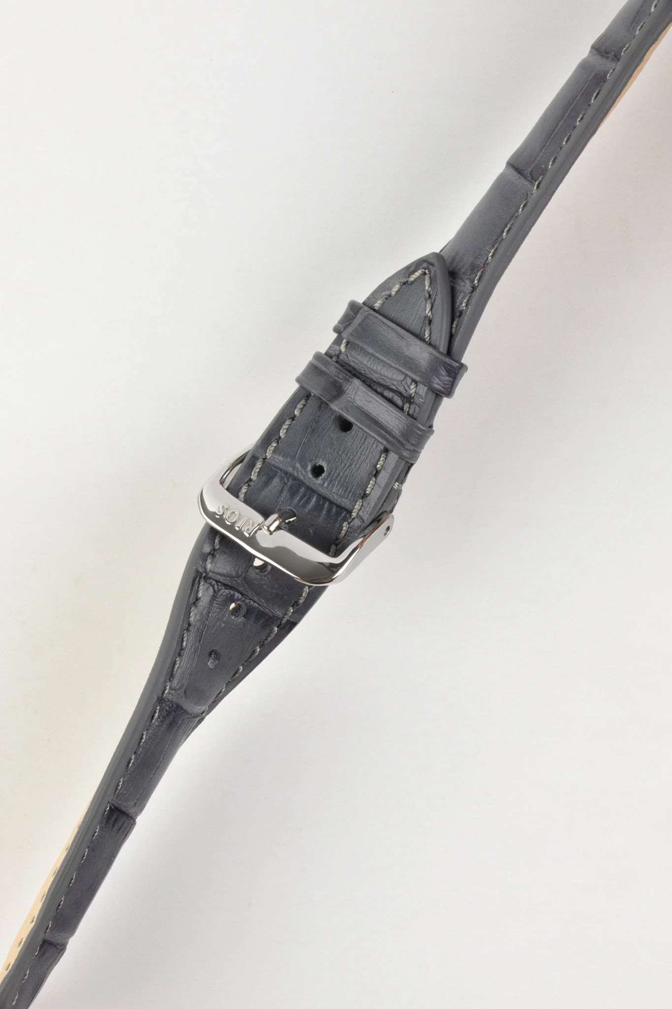 RIOS1931 LOUISIANA Alligator-Embossed Leather Watch Strap in STONE GREY - Image 5