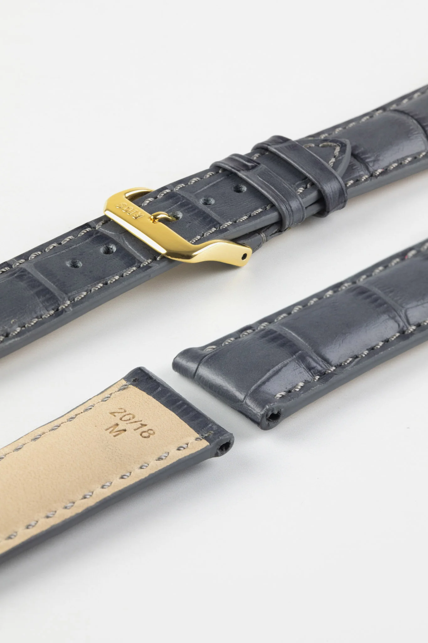 RIOS1931 LOUISIANA Alligator-Embossed Leather Watch Strap in STONE GREY - Image 8