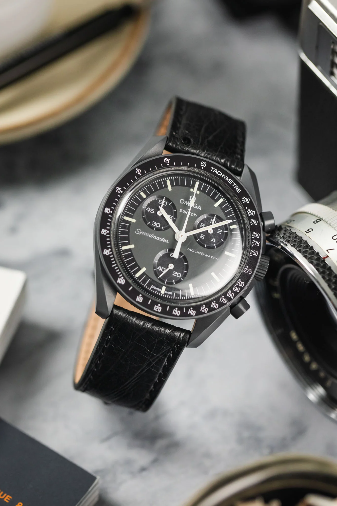 RIOS1931 MAISON Genuine Ostrich Leather Watch Strap in BLACK - Image 4