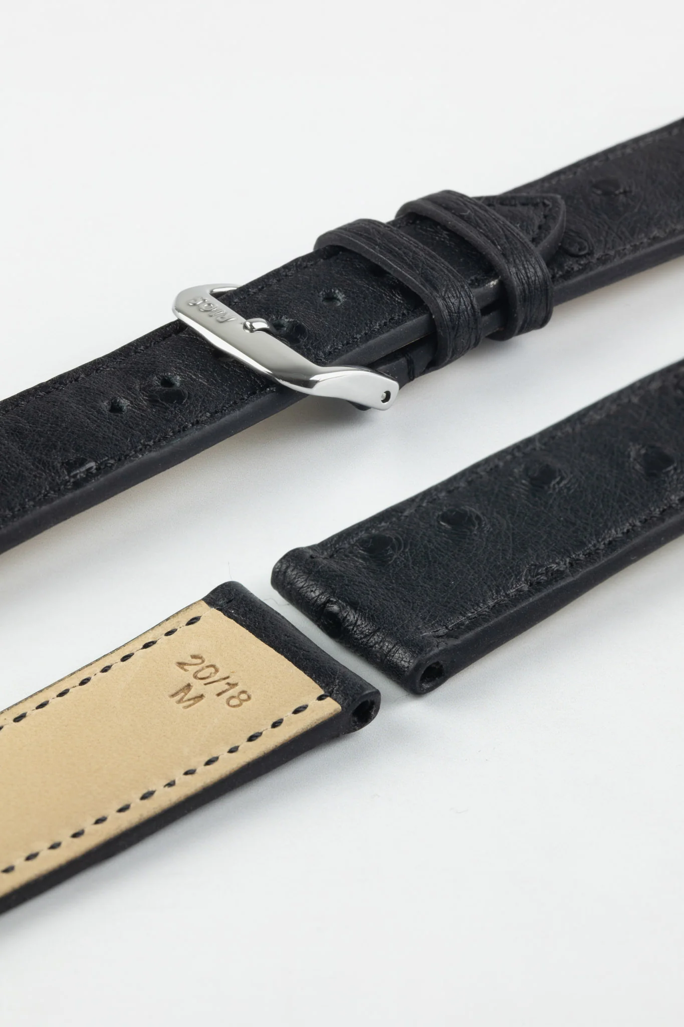 RIOS1931 MAISON Genuine Ostrich Leather Watch Strap in BLACK - Image 7