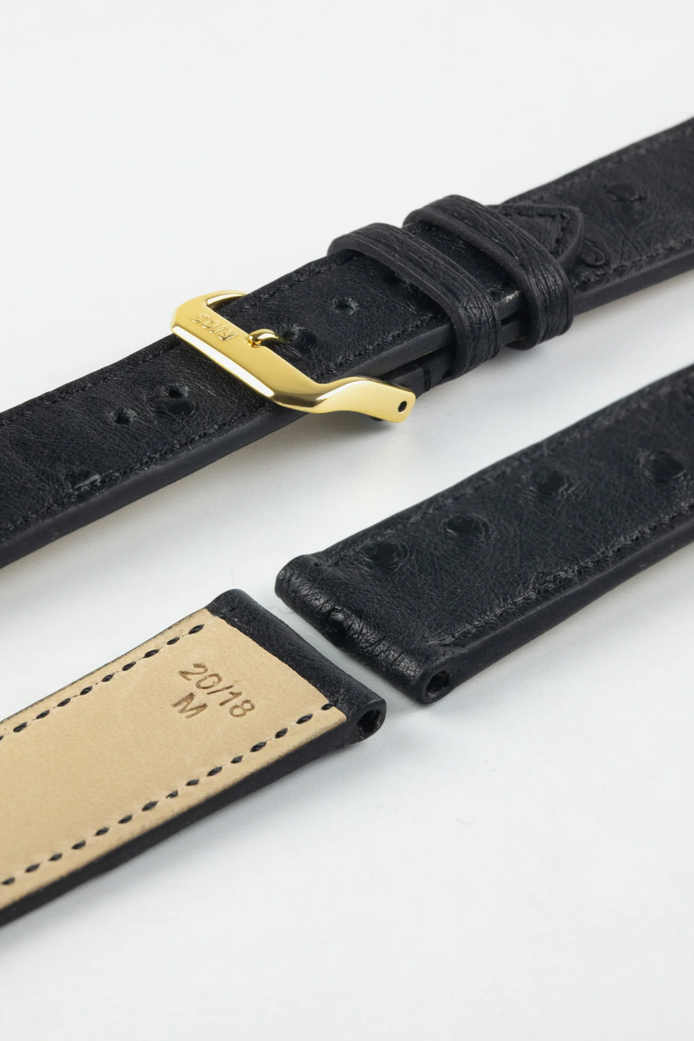 RIOS1931 MAISON Genuine Ostrich Leather Watch Strap in BLACK - Image 8