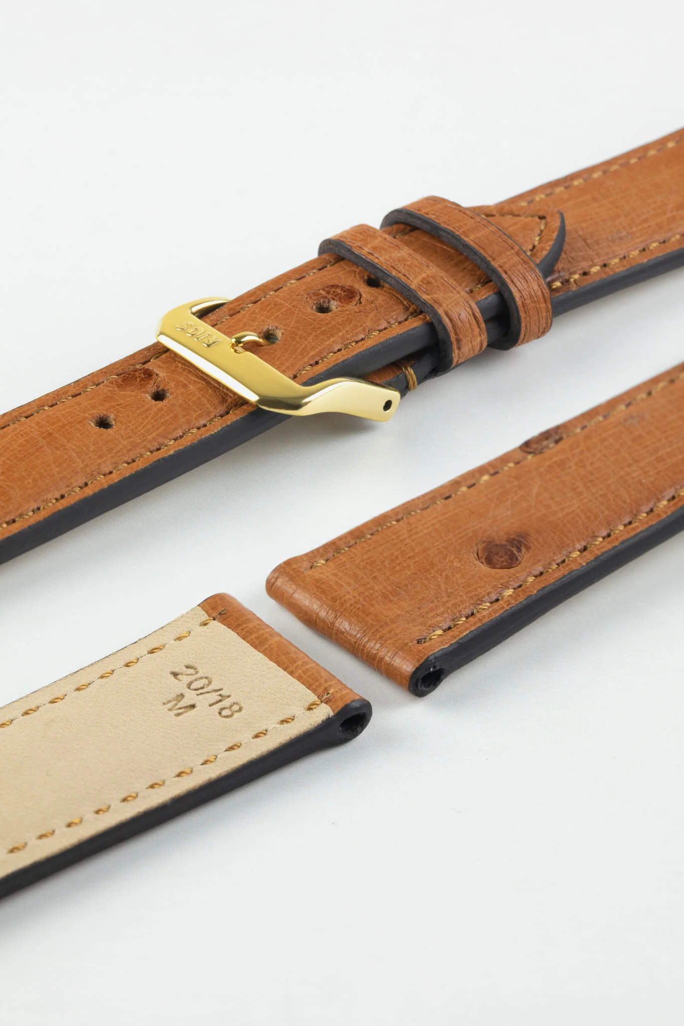 RIOS1931 MAISON Genuine Ostrich Skin Leather Watch Strap in COGNAC - Image 5
