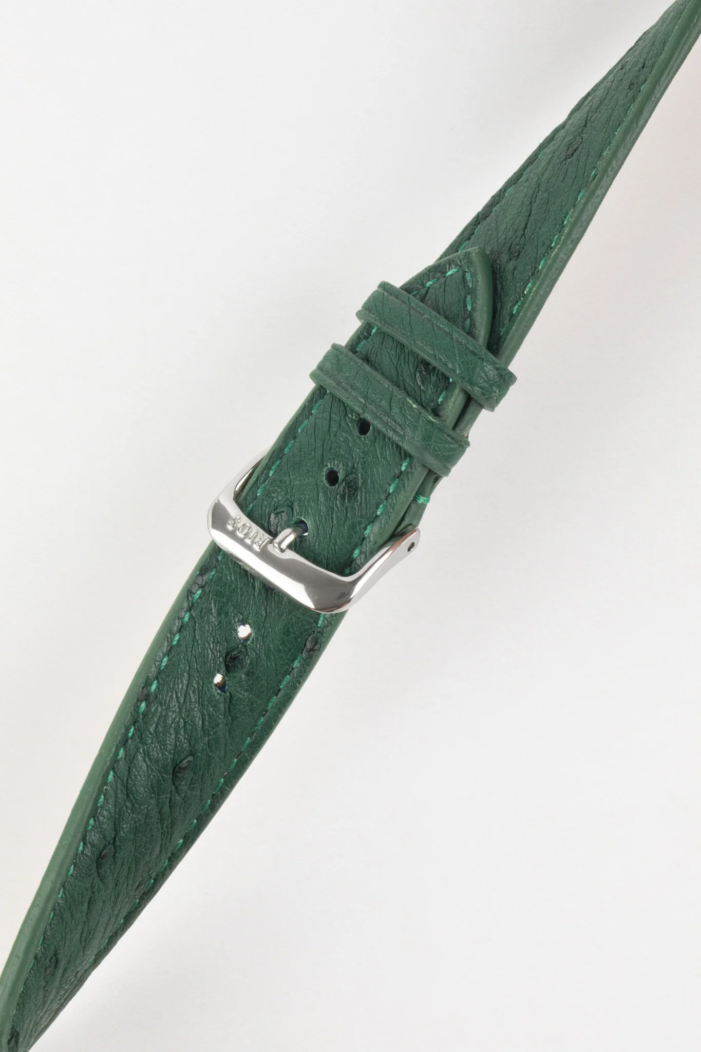 RIOS1931 MAISON Genuine Ostrich Leather Watch Strap in FOREST GREEN - Image 3