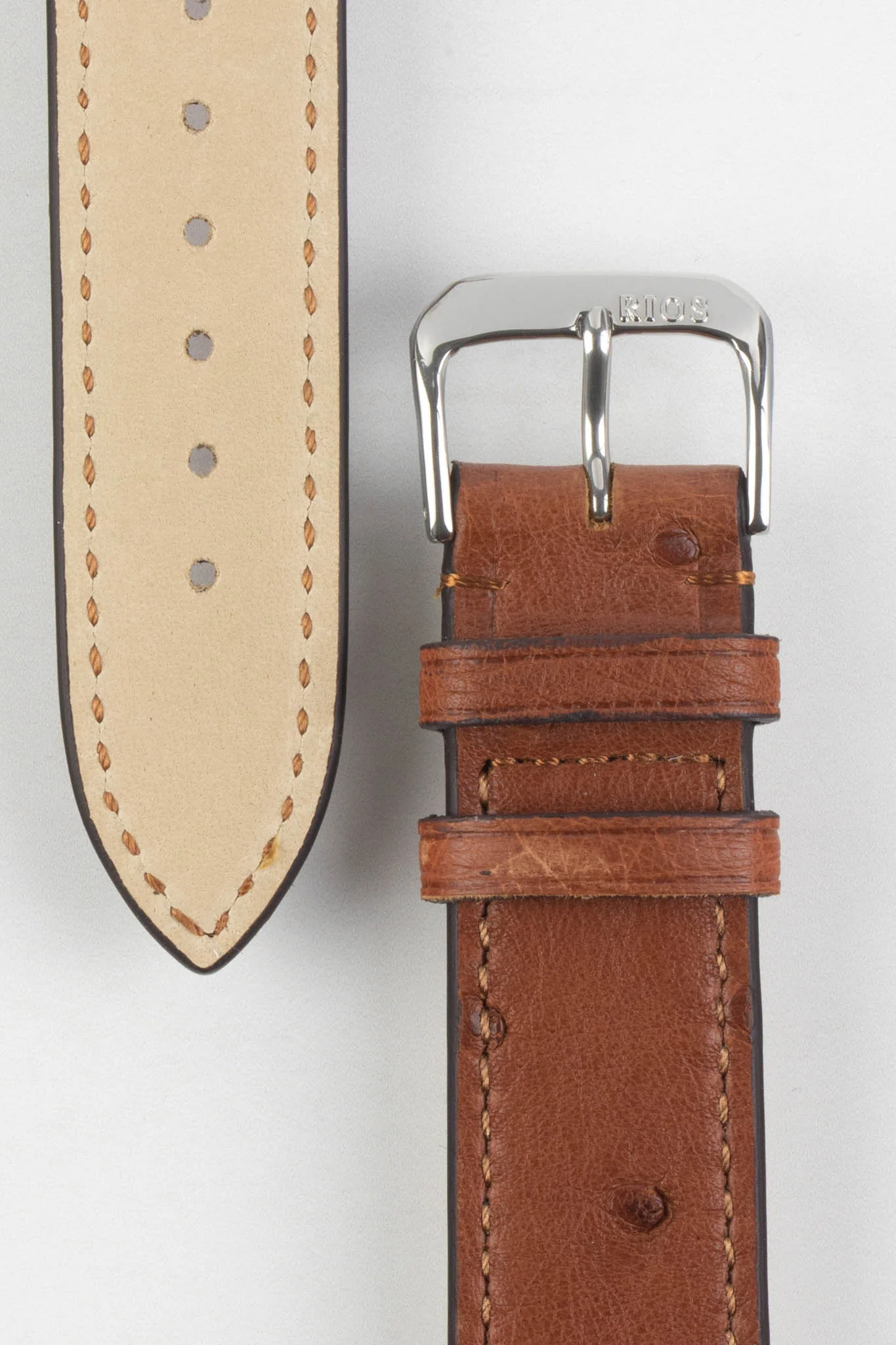 RIOS1931 MAISON Genuine Ostrich Leather Watch Strap in MAHOGANY - Image 2