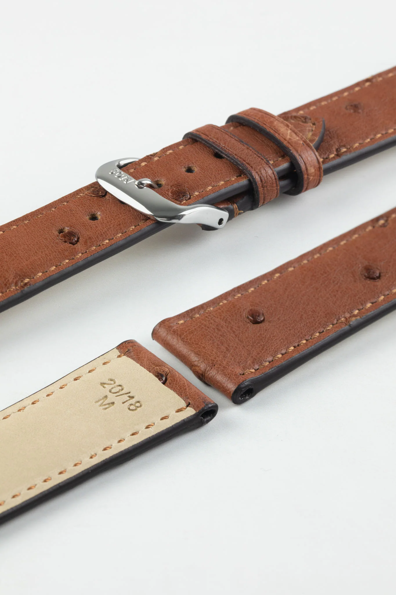 RIOS1931 MAISON Genuine Ostrich Leather Watch Strap in MAHOGANY - Image 4