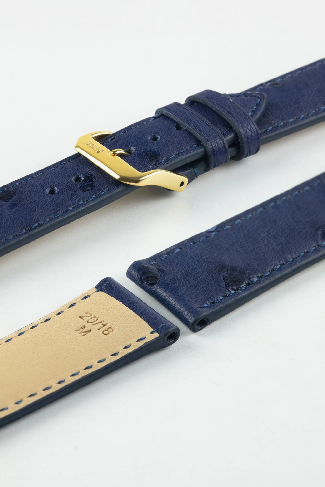 RIOS1931 MAISON Genuine Ostrich Leather Watch Strap in NAVY BLUE - Image 8