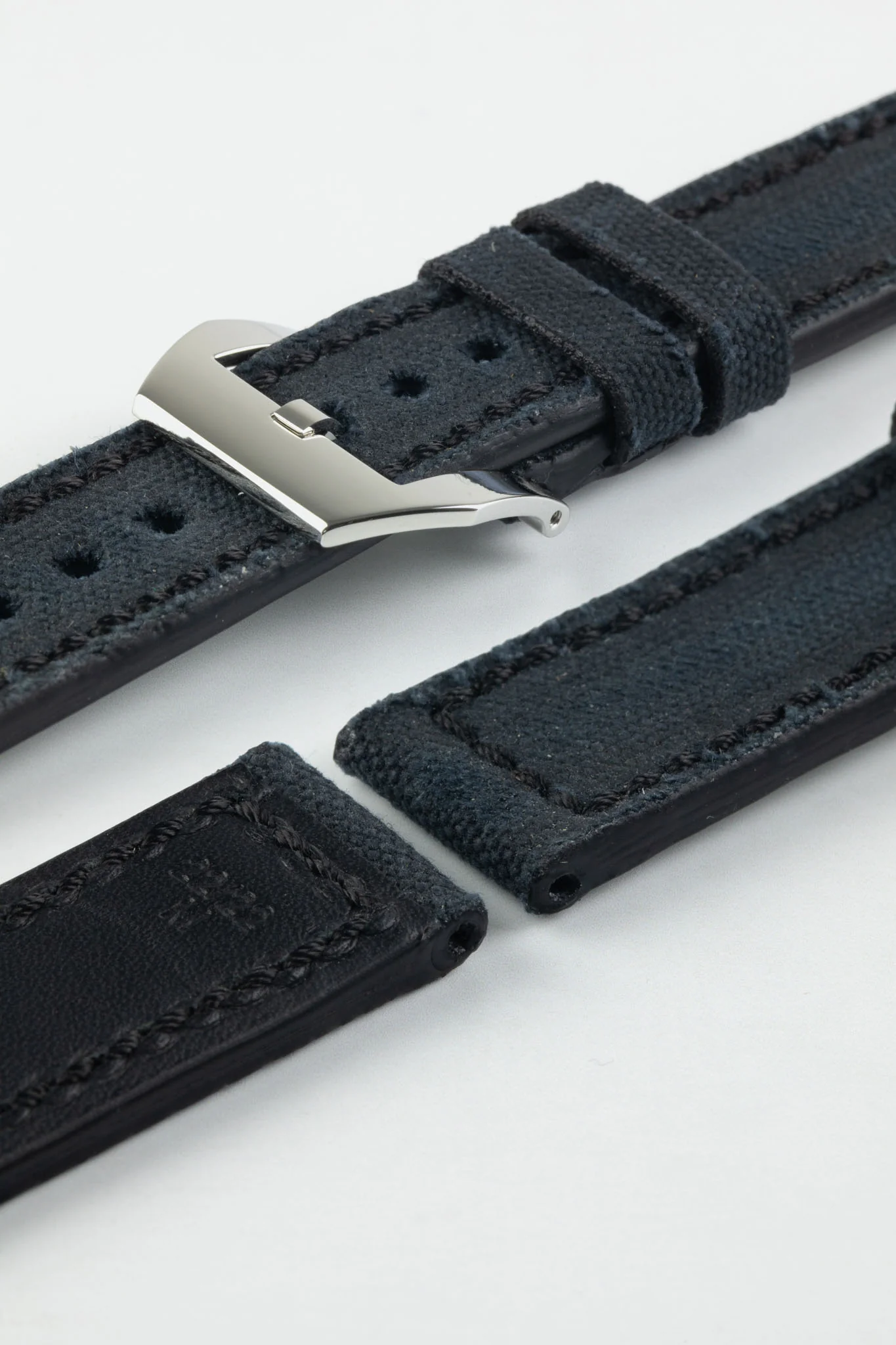 RIOS1931 MARYLAND Genuine Vintage Canvas Watch Strap in BLACK - Image 10