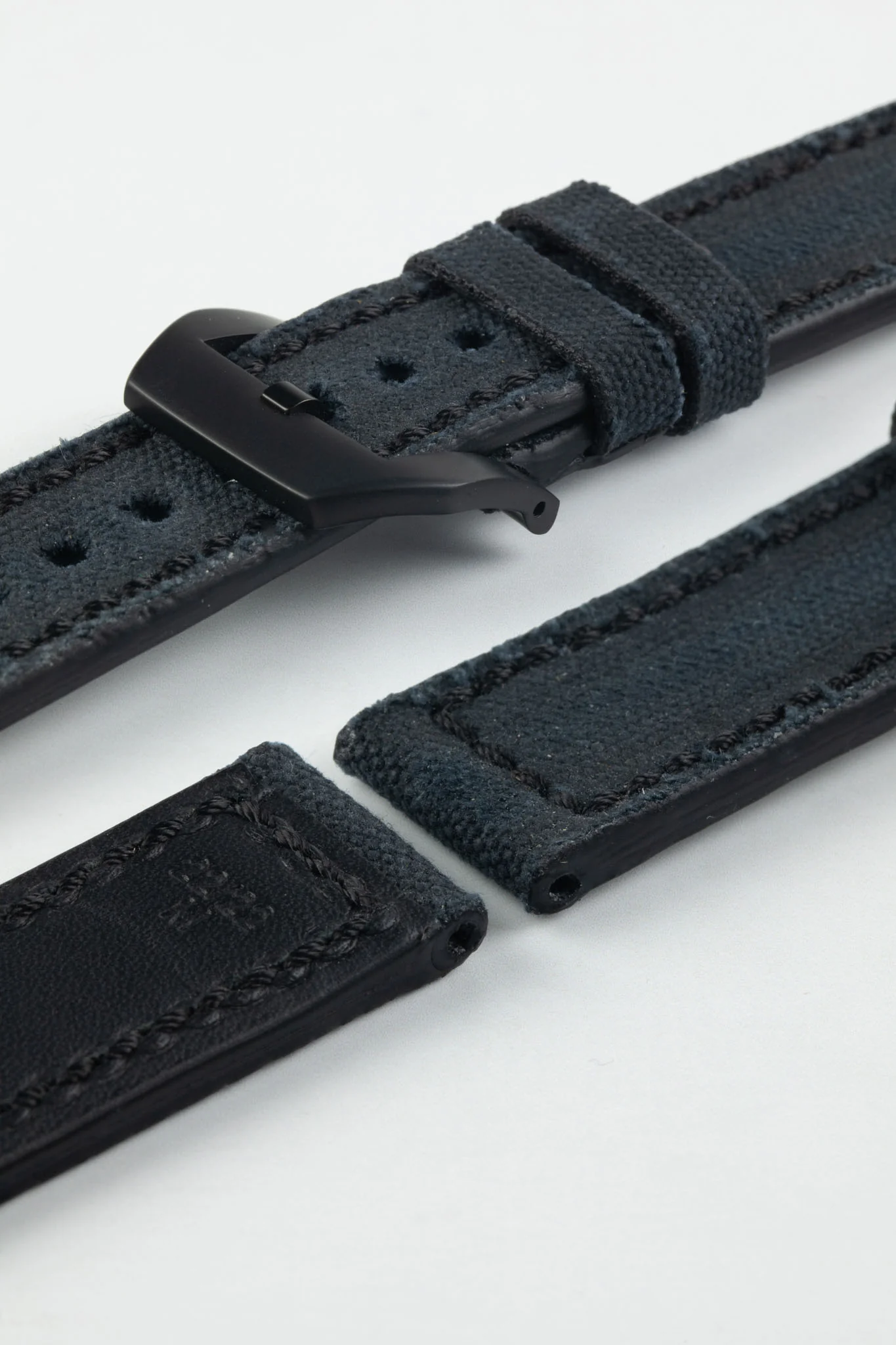RIOS1931 MARYLAND Genuine Vintage Canvas Watch Strap in BLACK - Image 11