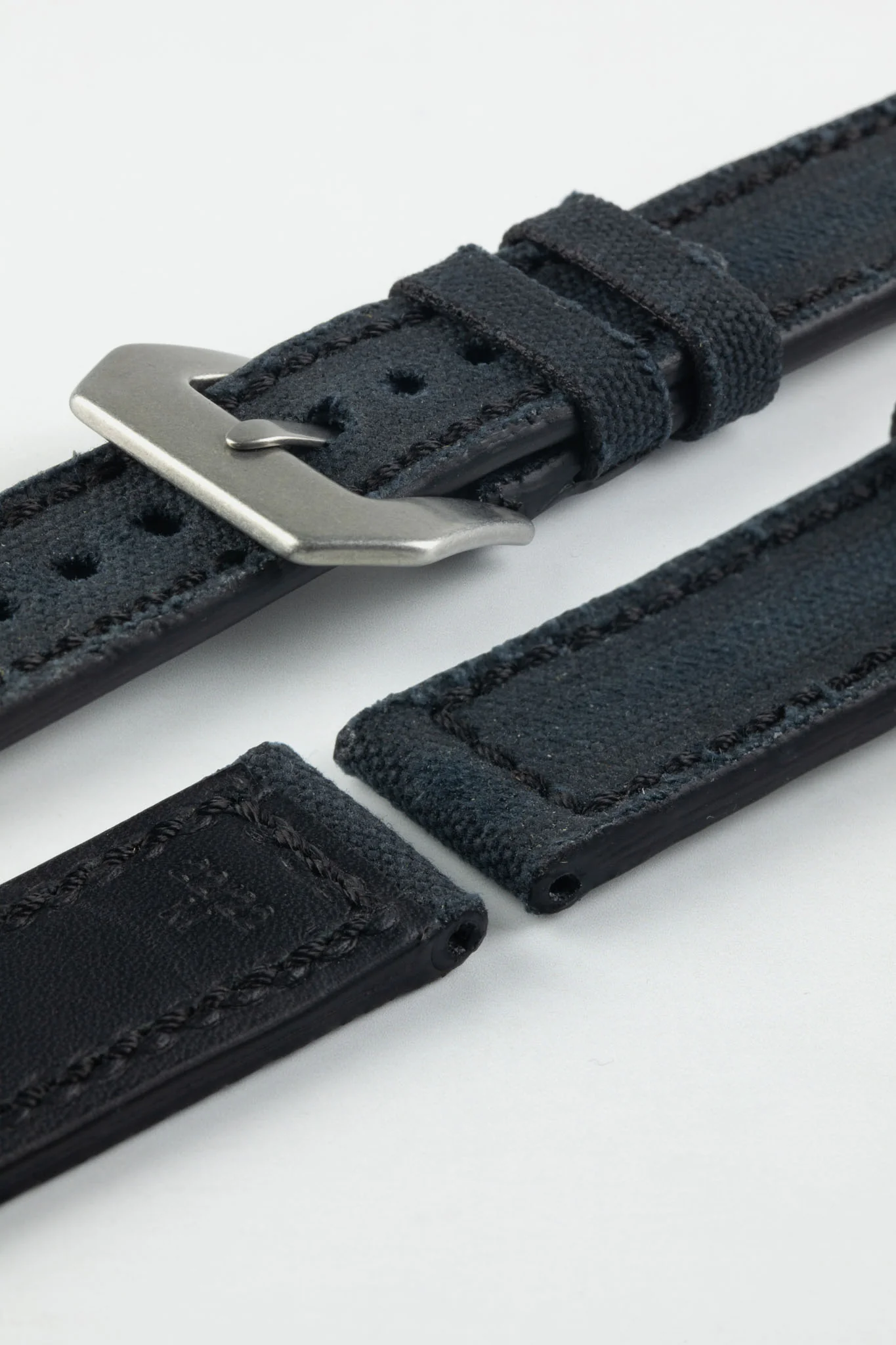RIOS1931 MARYLAND Genuine Vintage Canvas Watch Strap in BLACK - Image 12