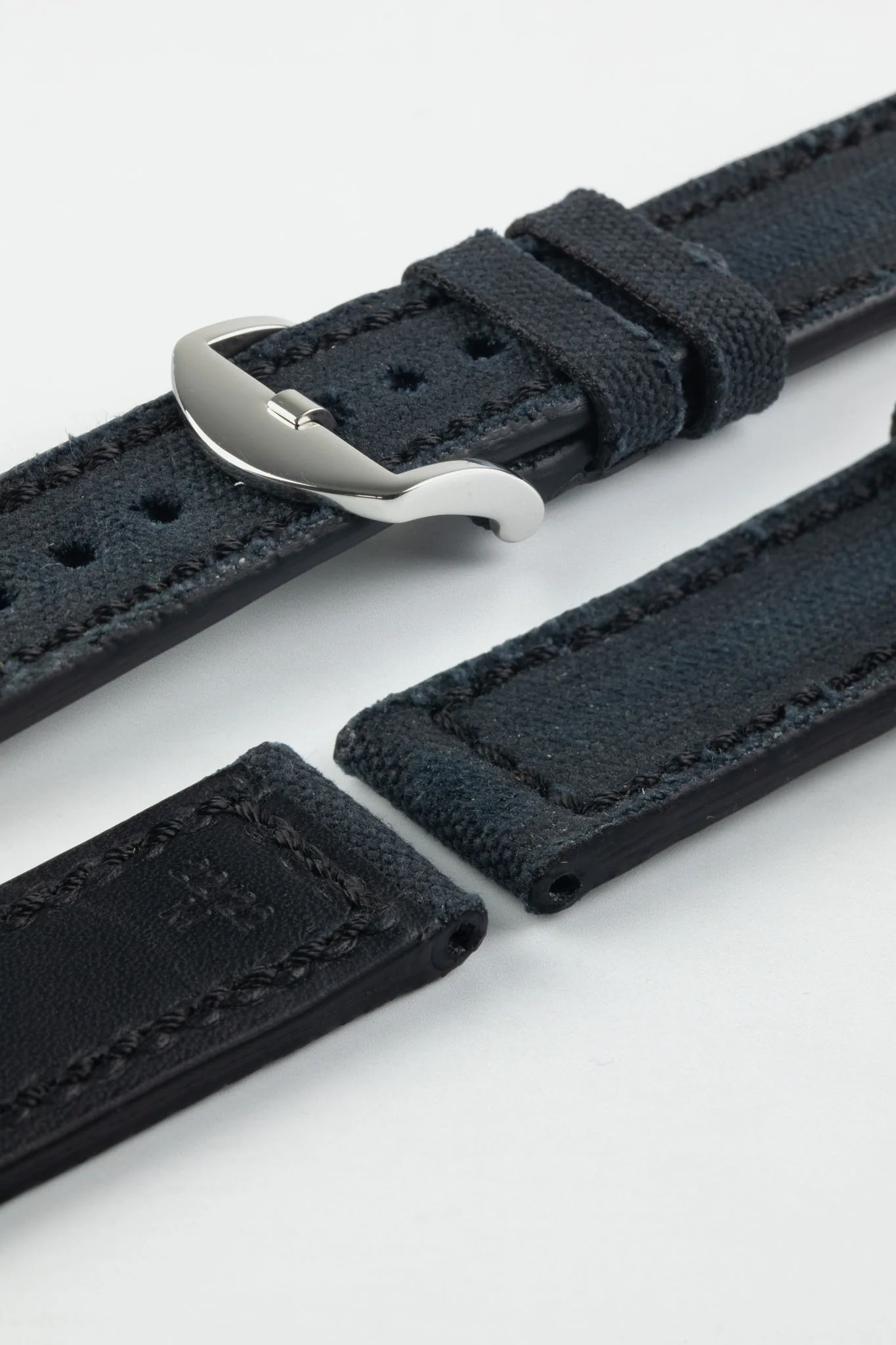 RIOS1931 MARYLAND Genuine Vintage Canvas Watch Strap in BLACK - Image 6