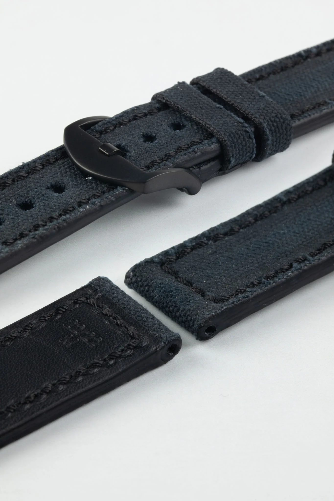 RIOS1931 MARYLAND Genuine Vintage Canvas Watch Strap in BLACK - Image 8