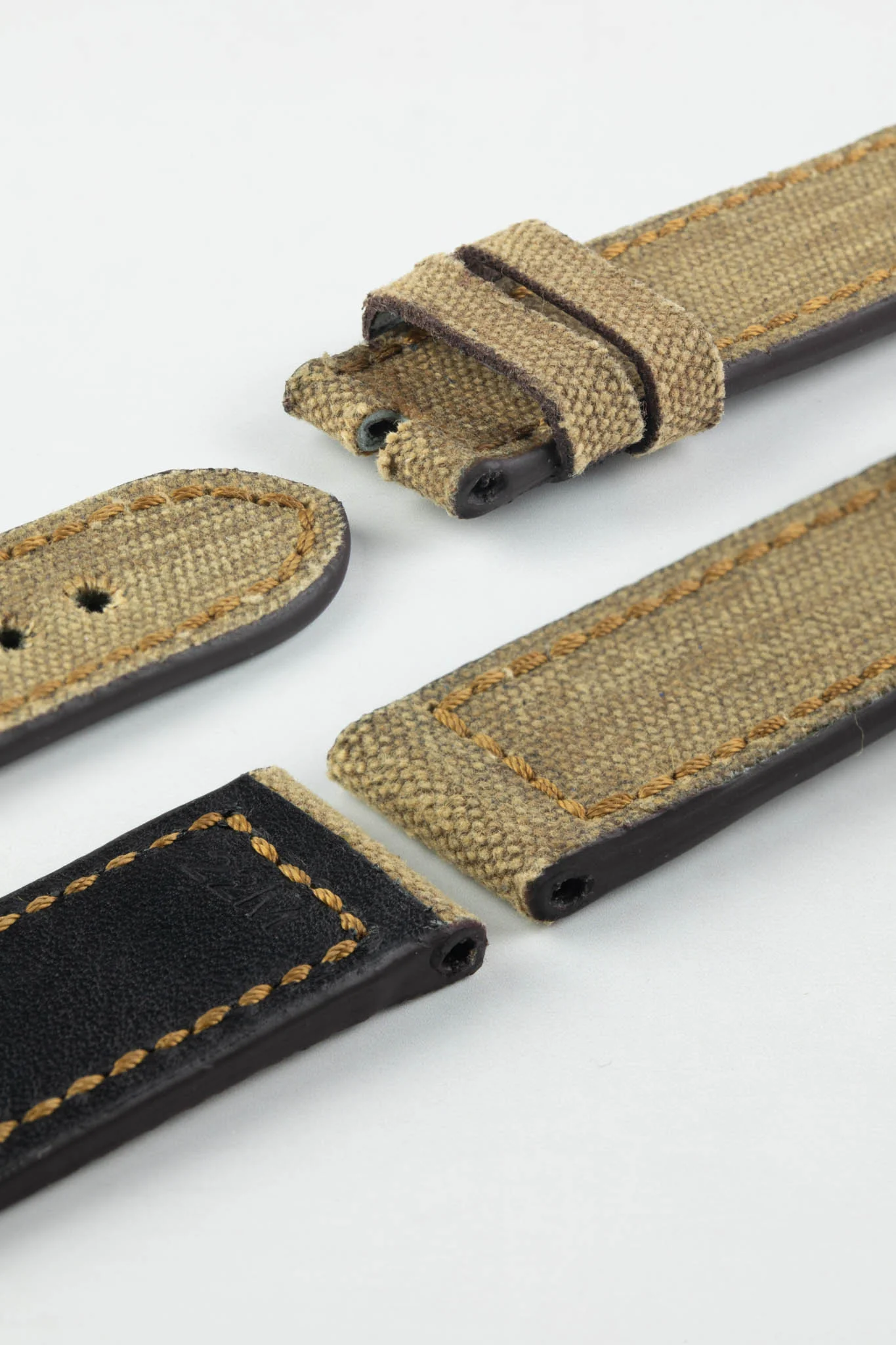 RIOS1931 MARYLAND Genuine Vintage Canvas Watch Strap in COGNAC - Image 4