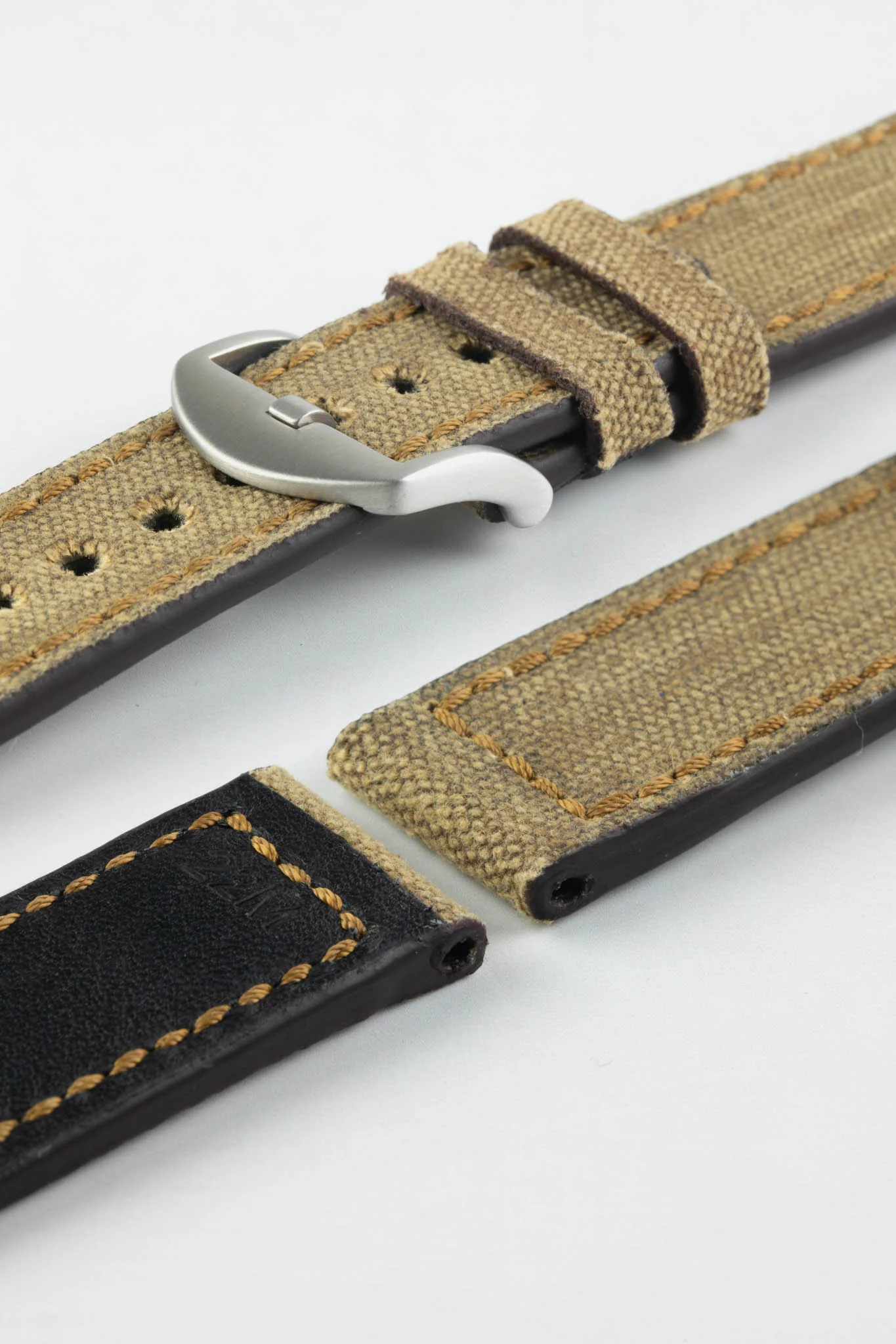 RIOS1931 MARYLAND Genuine Vintage Canvas Watch Strap in COGNAC - Image 5