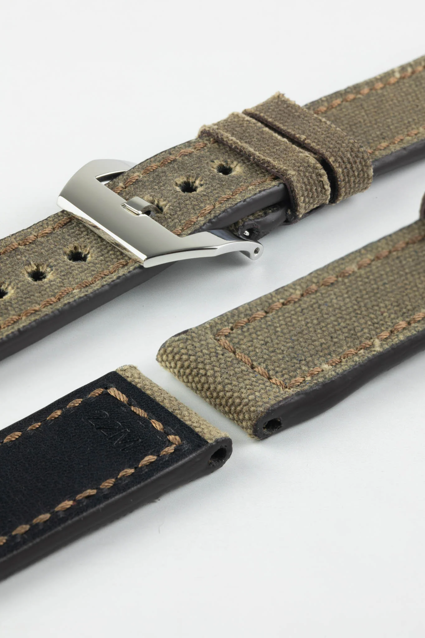 RIOS1931 MARYLAND Genuine Vintage Canvas Watch Strap in MOCHA - Image 10