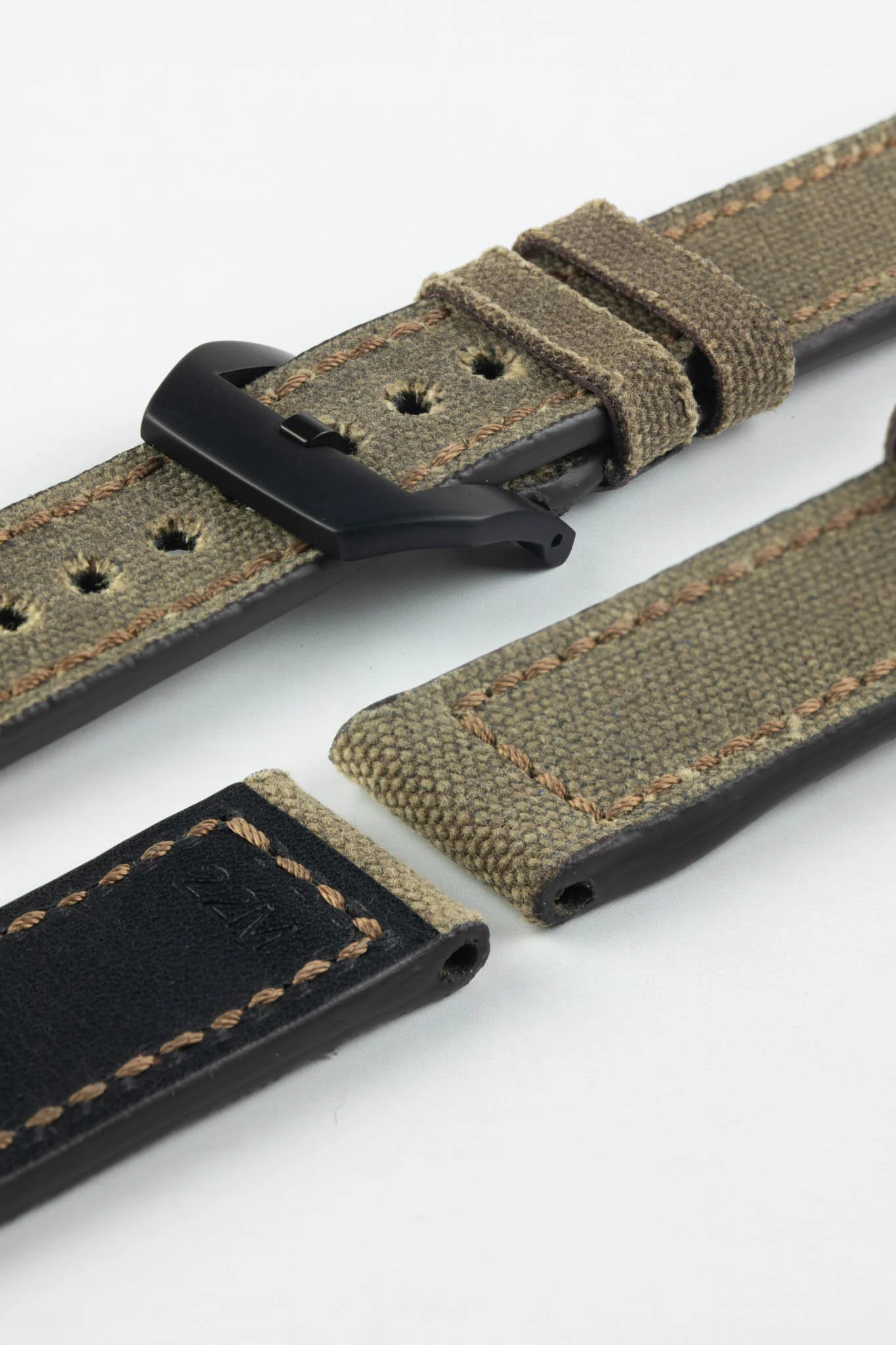 RIOS1931 MARYLAND Genuine Vintage Canvas Watch Strap in MOCHA - Image 11