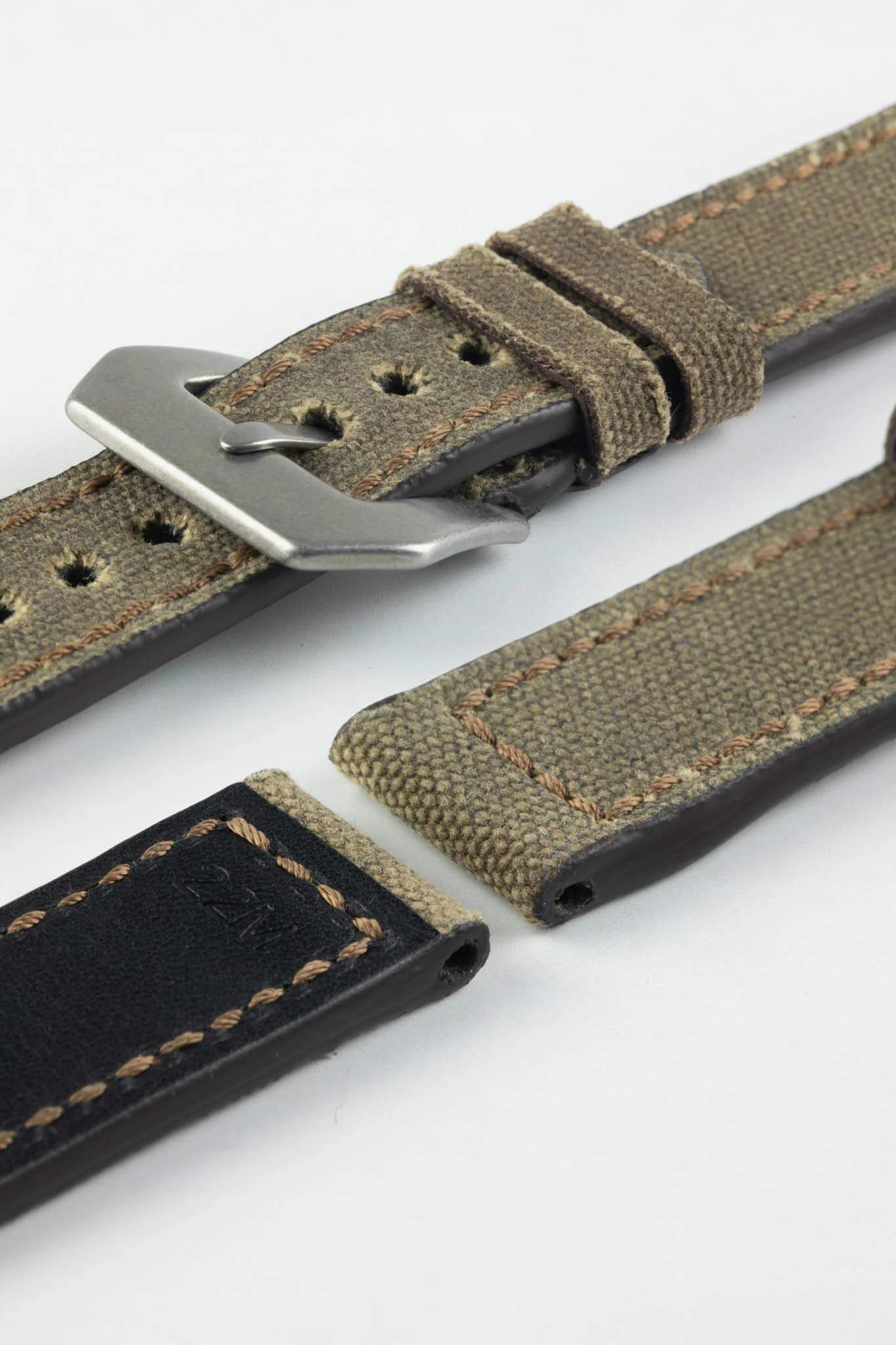 RIOS1931 MARYLAND Genuine Vintage Canvas Watch Strap in MOCHA - Image 12