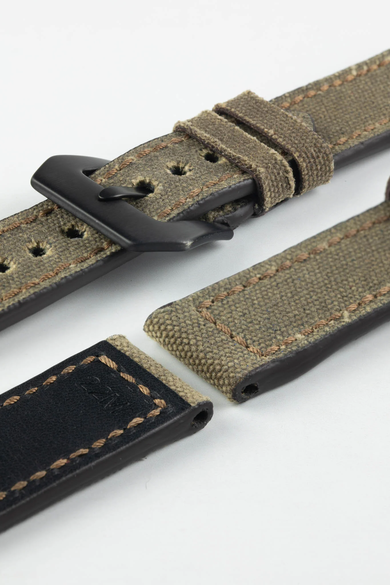 RIOS1931 MARYLAND Genuine Vintage Canvas Watch Strap in MOCHA - Image 13