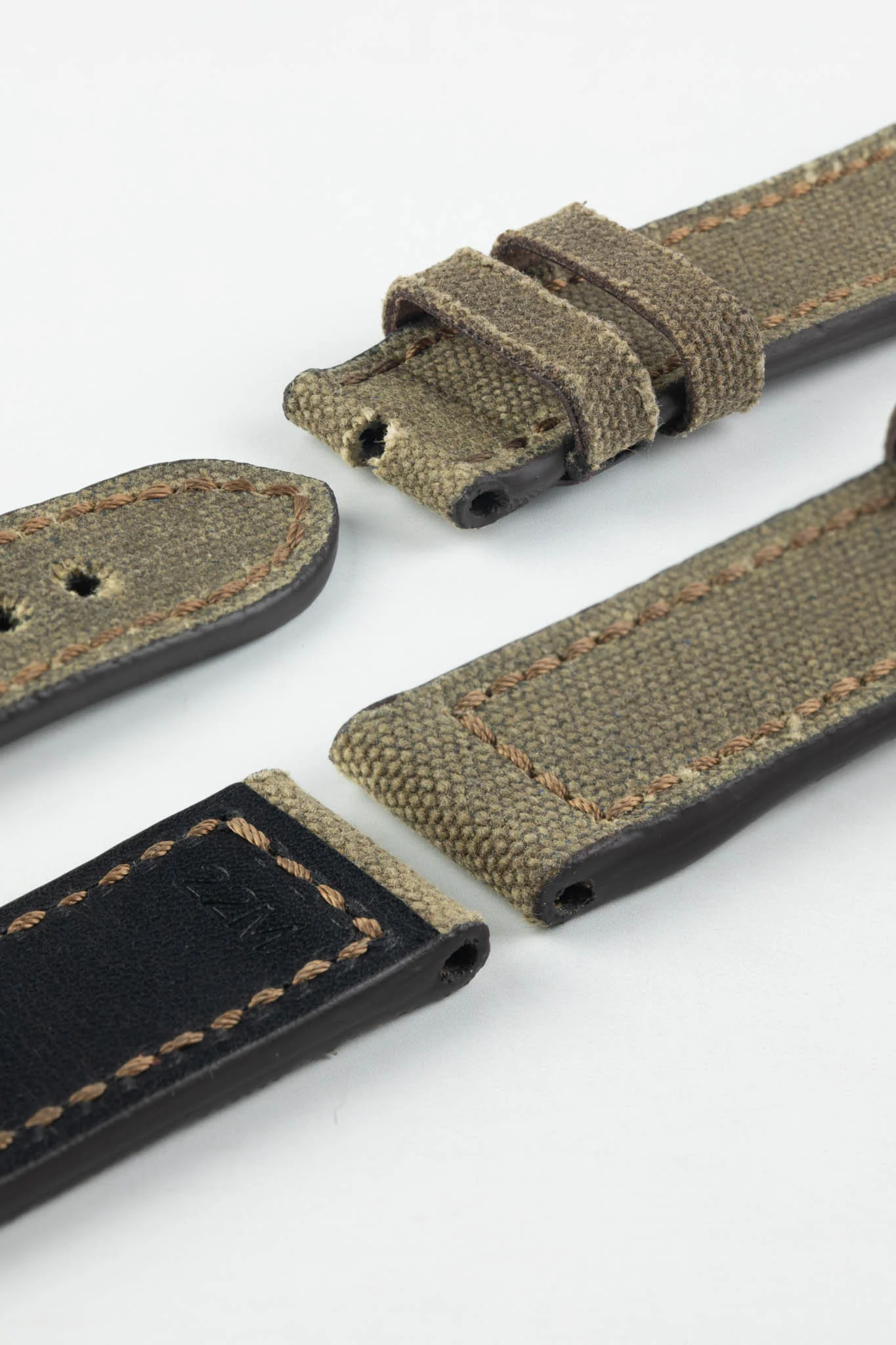 RIOS1931 MARYLAND Genuine Vintage Canvas Watch Strap in MOCHA - Image 4