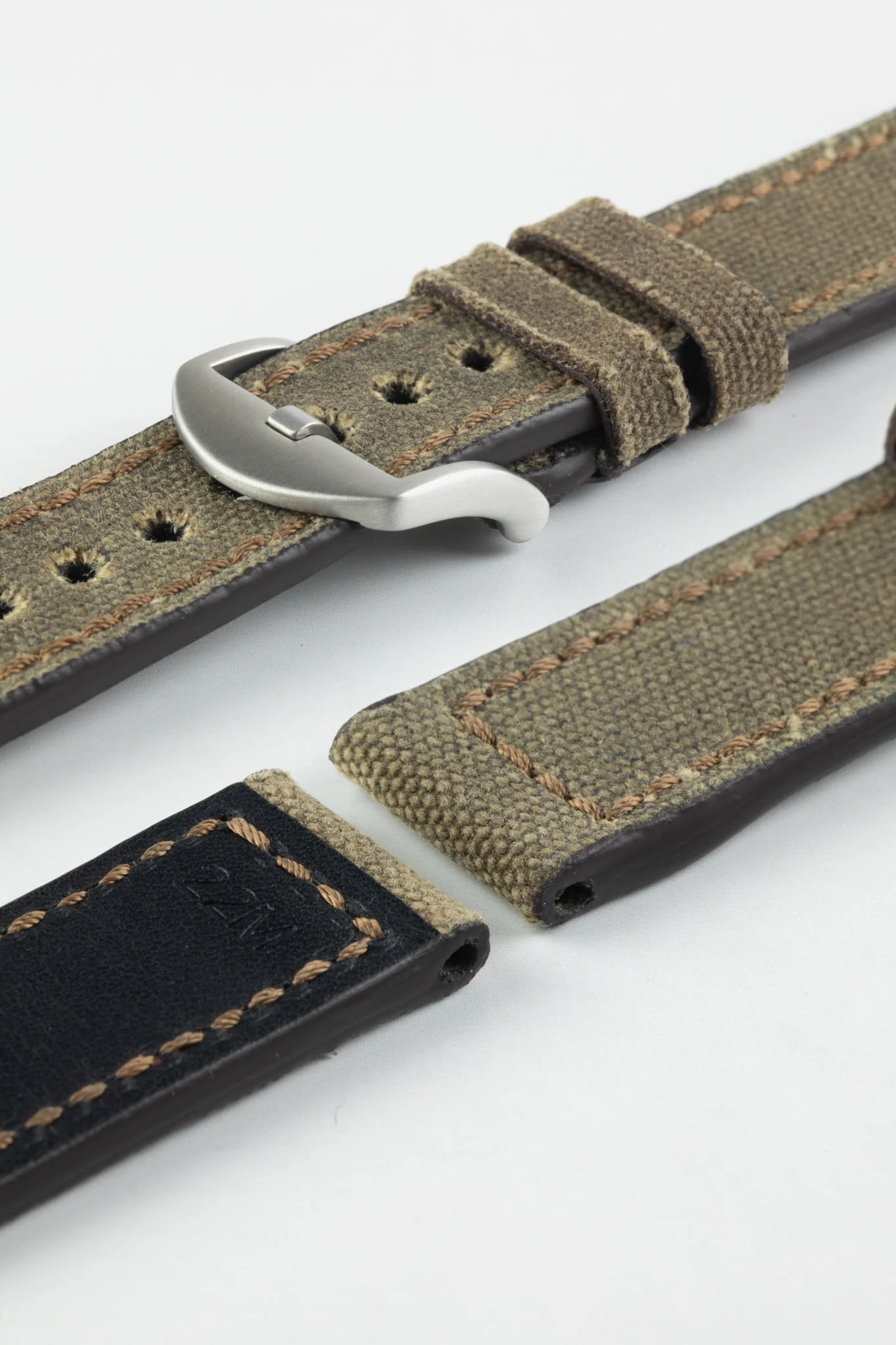 RIOS1931 MARYLAND Genuine Vintage Canvas Watch Strap in MOCHA - Image 5