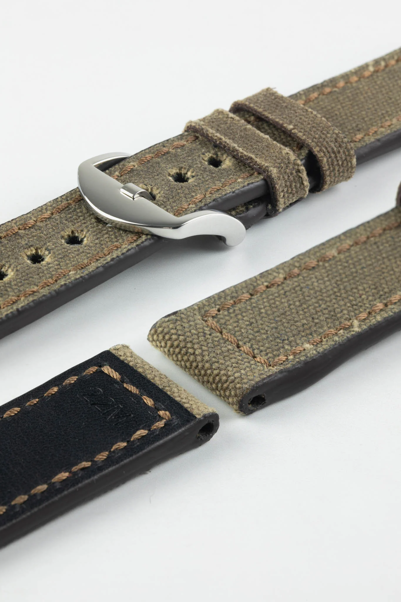 RIOS1931 MARYLAND Genuine Vintage Canvas Watch Strap in MOCHA - Image 6