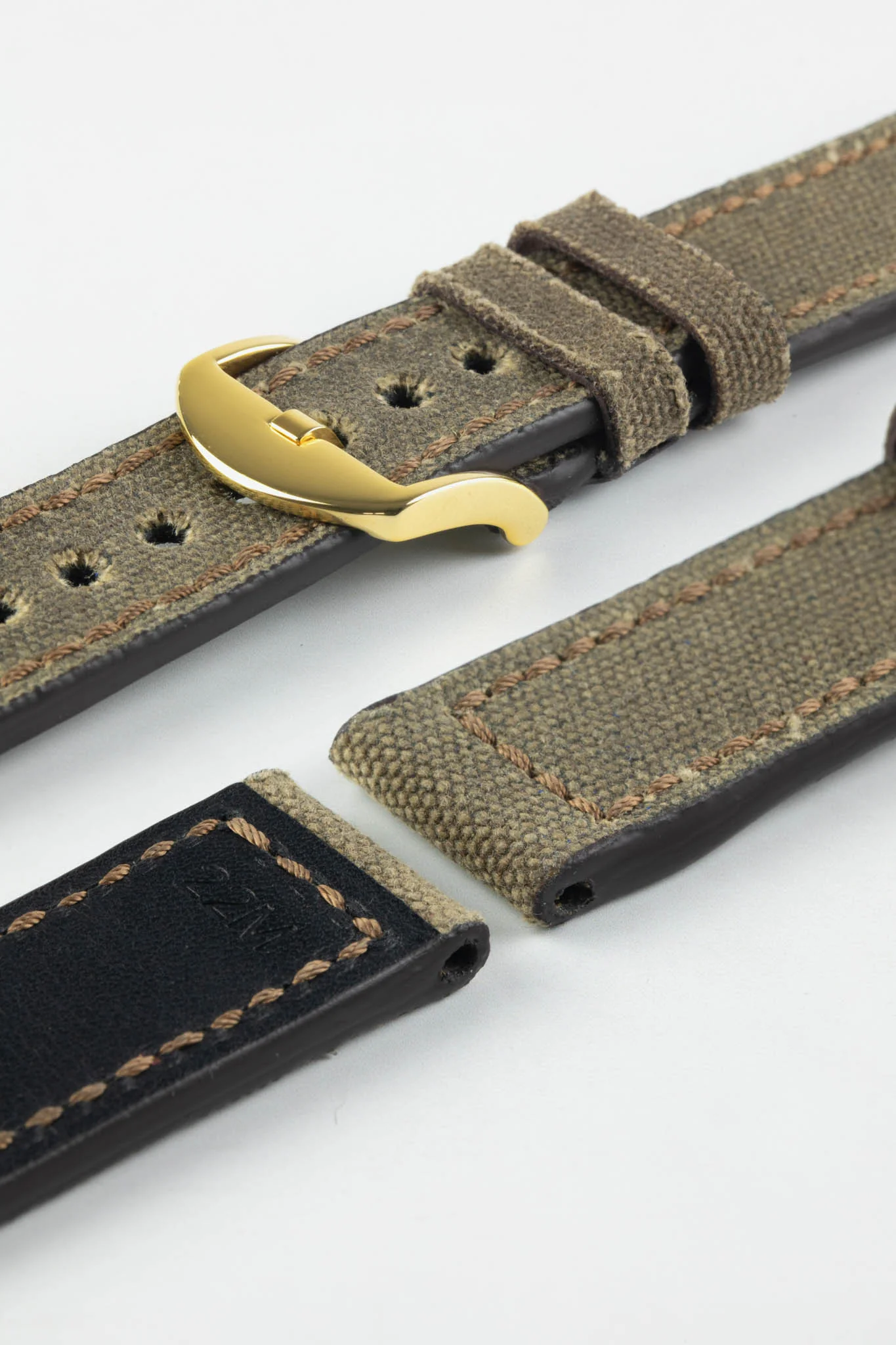 RIOS1931 MARYLAND Genuine Vintage Canvas Watch Strap in MOCHA - Image 7