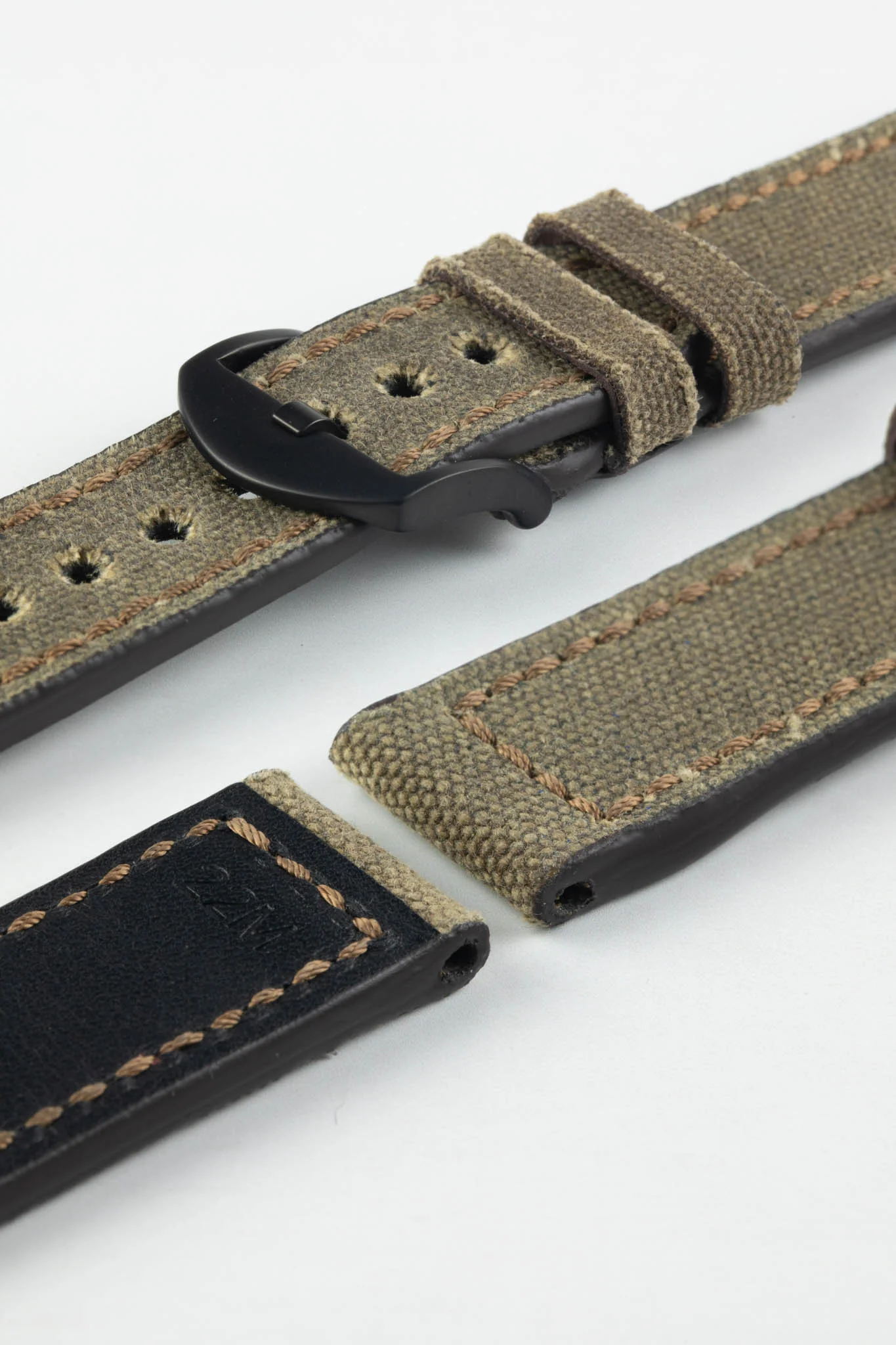 RIOS1931 MARYLAND Genuine Vintage Canvas Watch Strap in MOCHA - Image 8